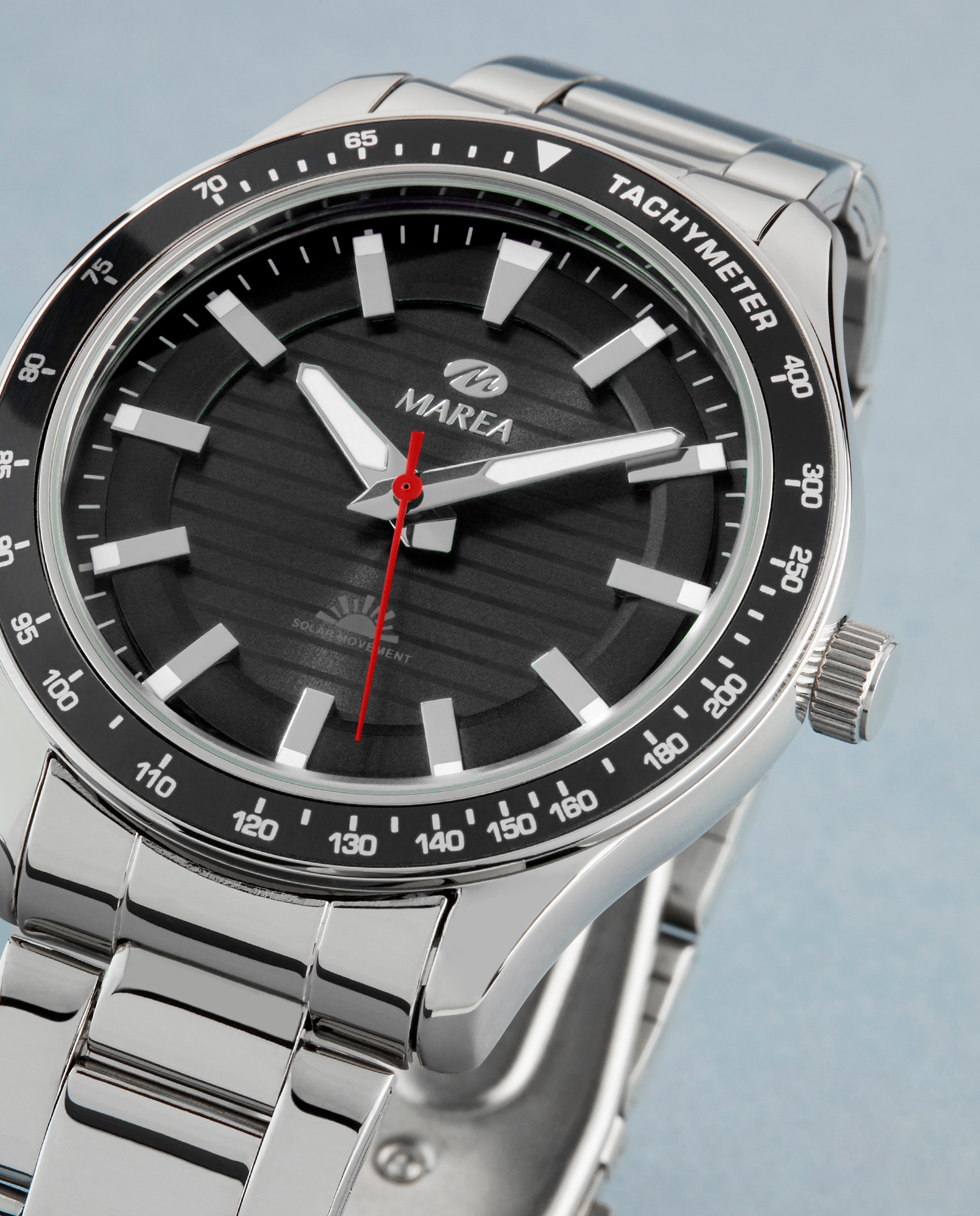 Reloj analógico de hombre b41367 5 solar correa de acero y esfera negra - Marea - Plateado Plateado-3