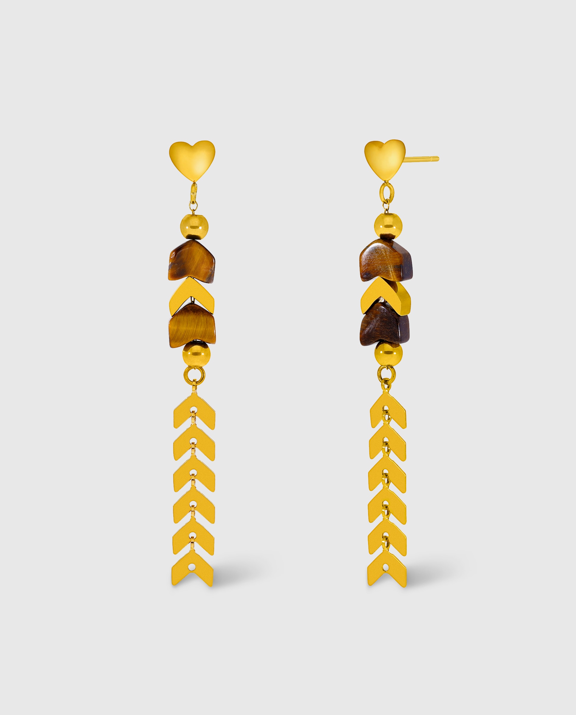 Pendientes de acero c02101/an dorado con piedras colgando - Marea - Dorado Dorado-1