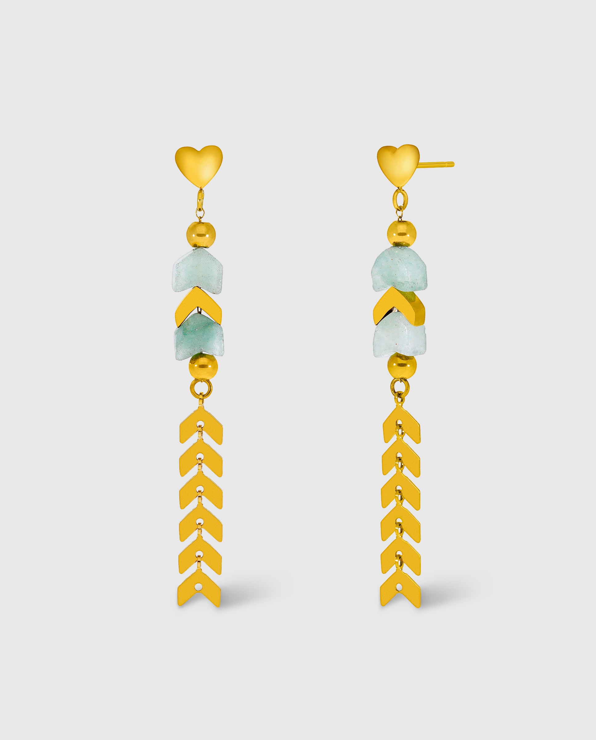 Pendientes de acero dorado c02101/am con piedras colgando - Marea - Dorado Dorado-1