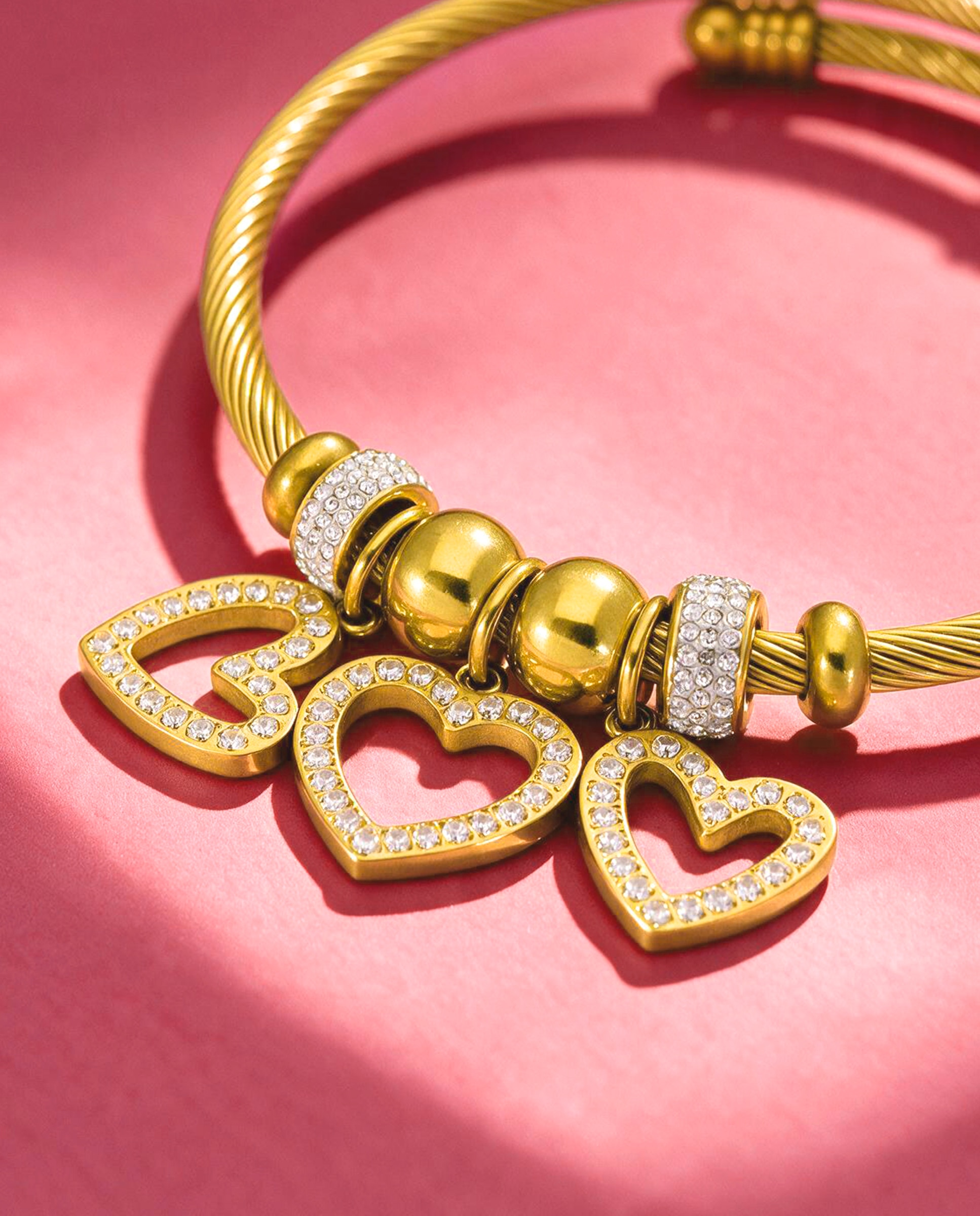 Pulsera cable de acero dorado c02103/bt con corazones - Marea - Dorado Dorado-3