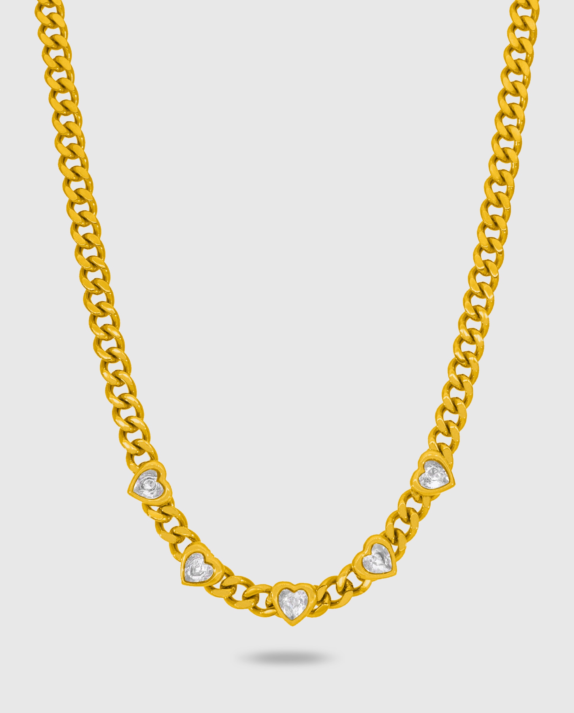 Collar de acero dorado c02107/bf con cironitas blancas - Marea - Dorado Dorado-1