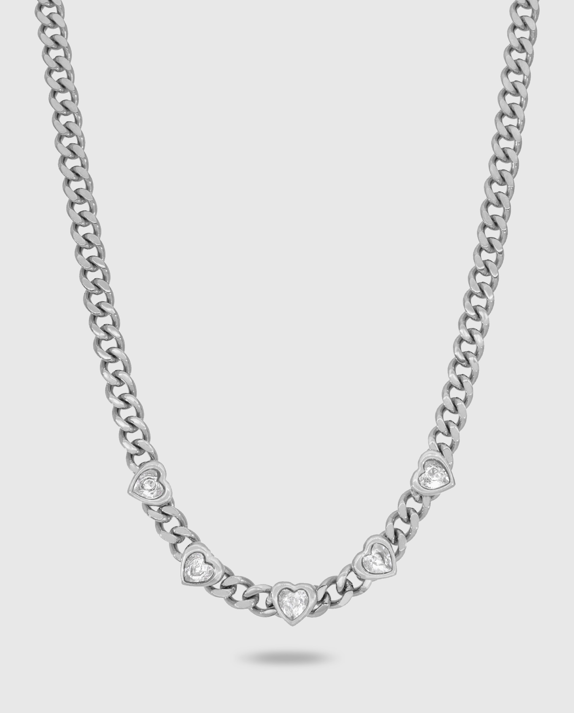 Collar de acero c02107/be con cironitas blancas - Marea - Plateado Plateado-1