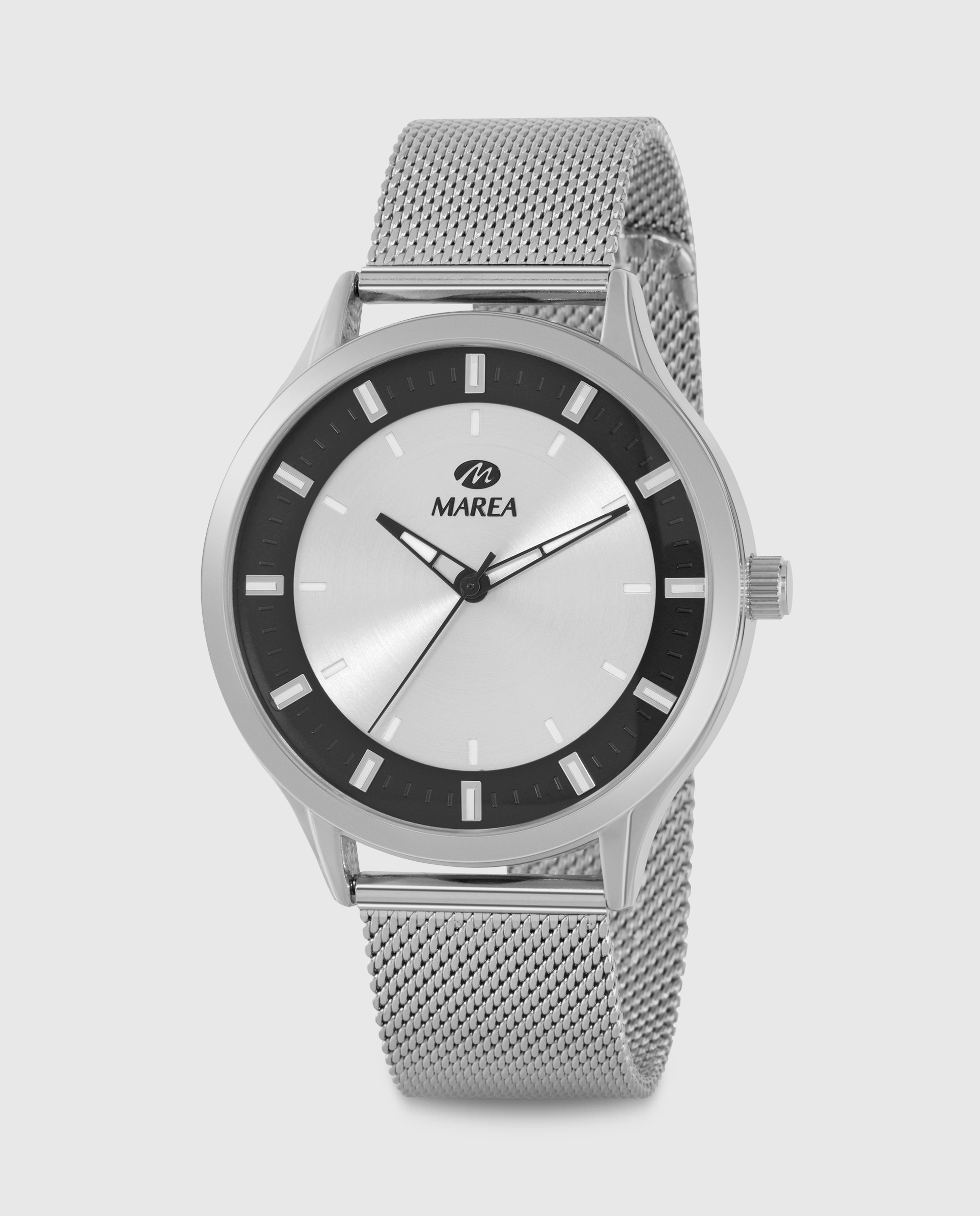 Imagen 0 de Reloj de hombre b41445/1 correa de acero y esfera plateada y negra Plateado