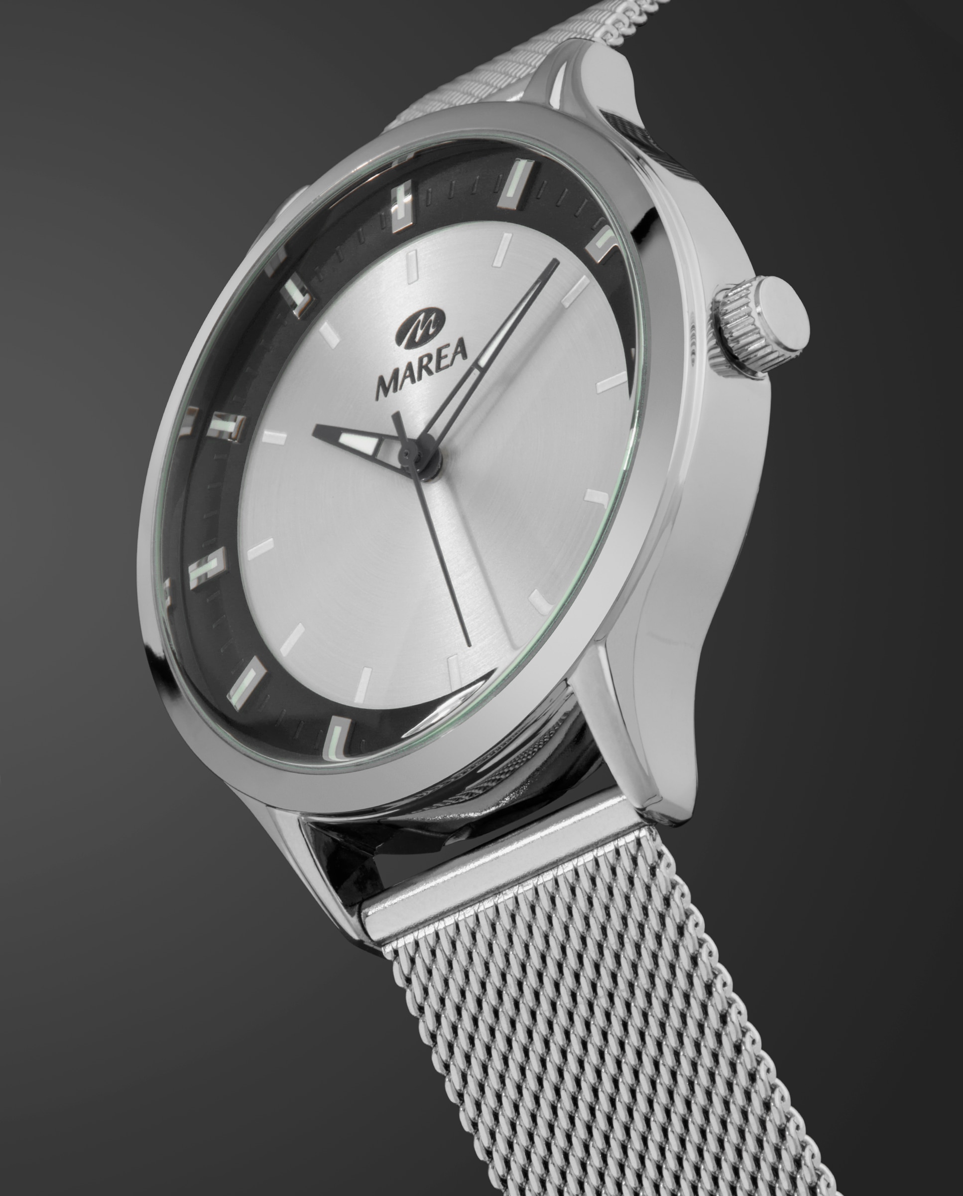 Reloj de hombre b41445/1 correa de acero y esfera plateada y negra - Marea - Plateado Plateado-3