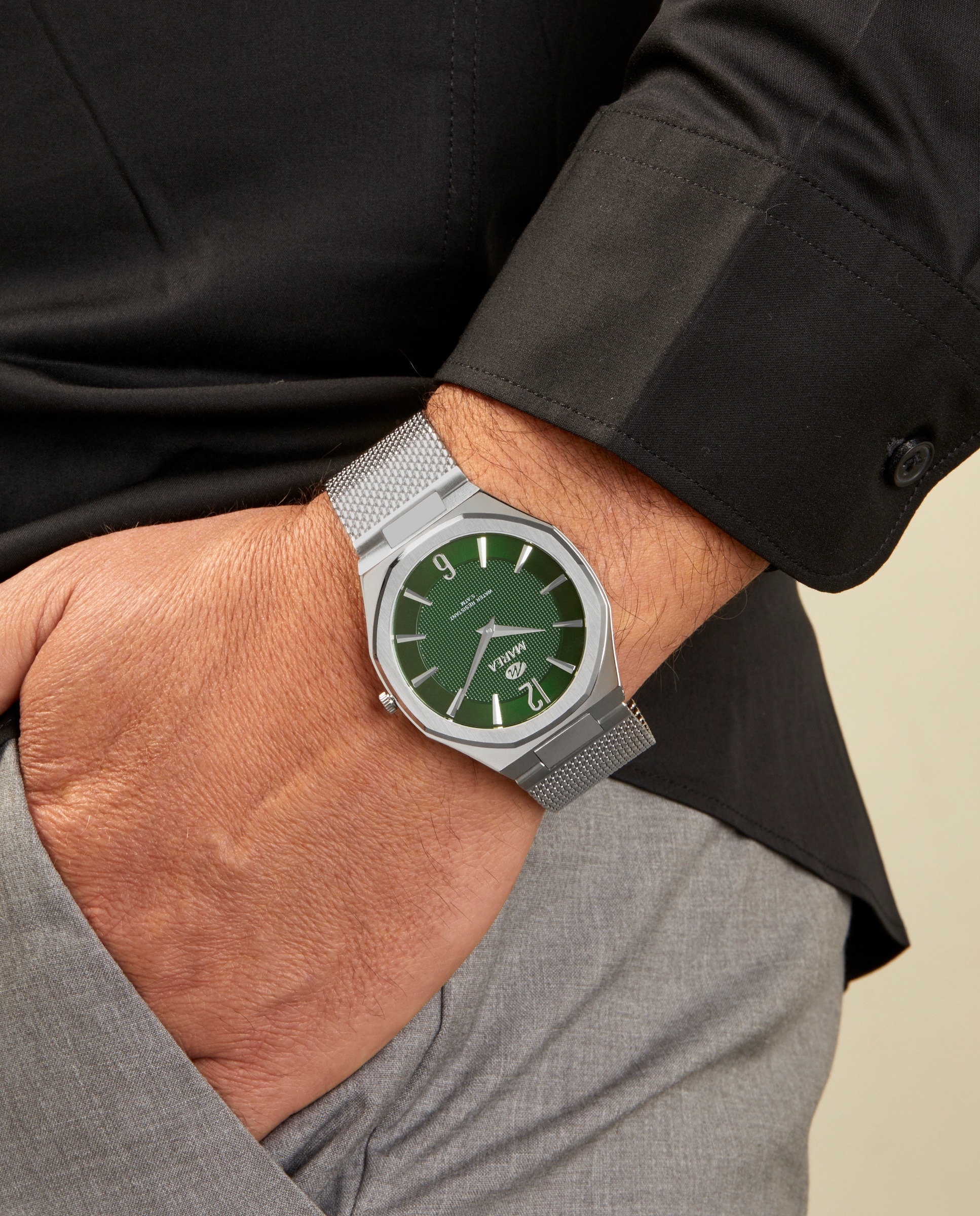 Reloj de hombre b54309/2 correa de acero y esfera verde - Marea - Plateado Plateado-2