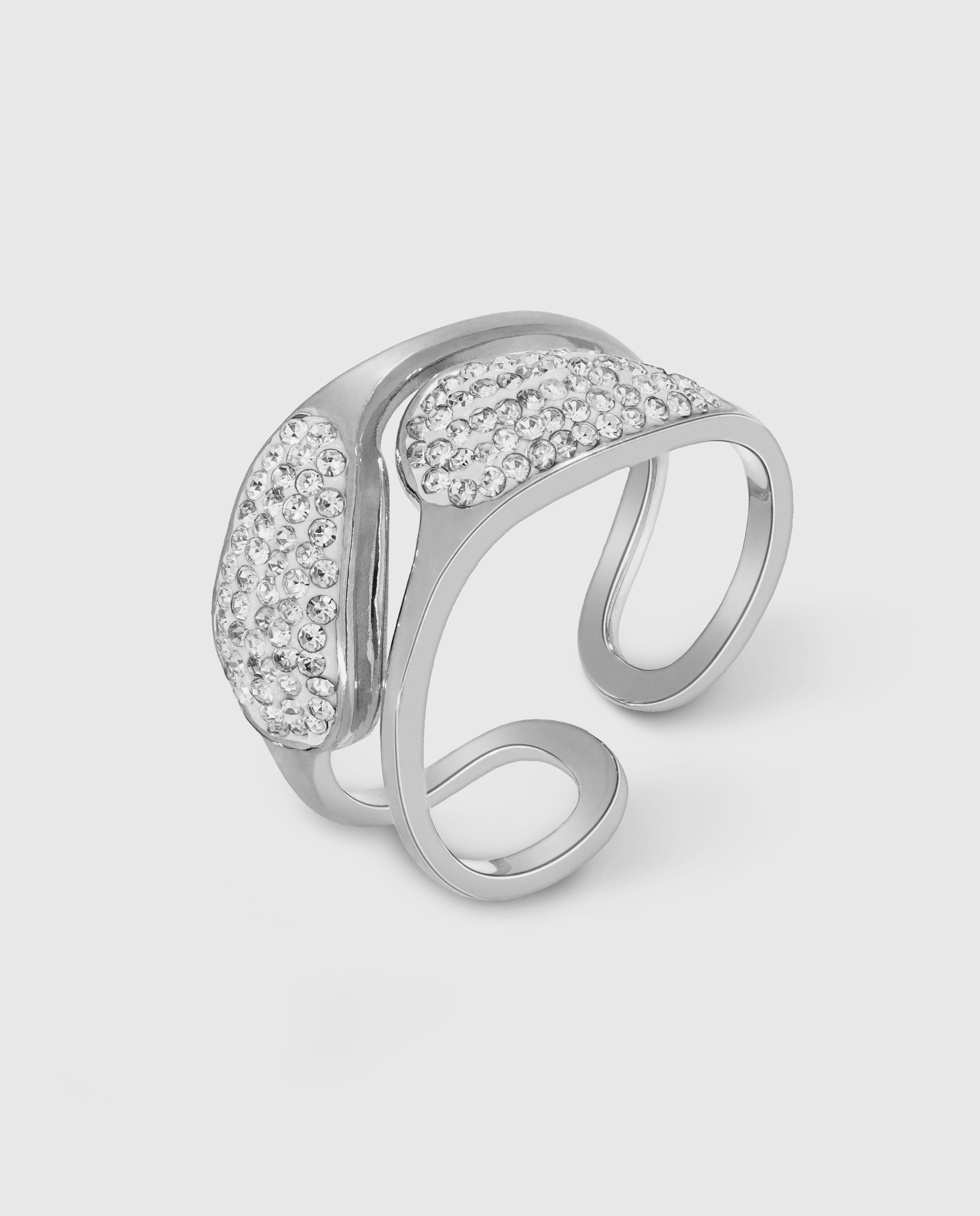 Imagen 0 de Anillo de acero c03106/ae14 con circonitas abierto Plateado