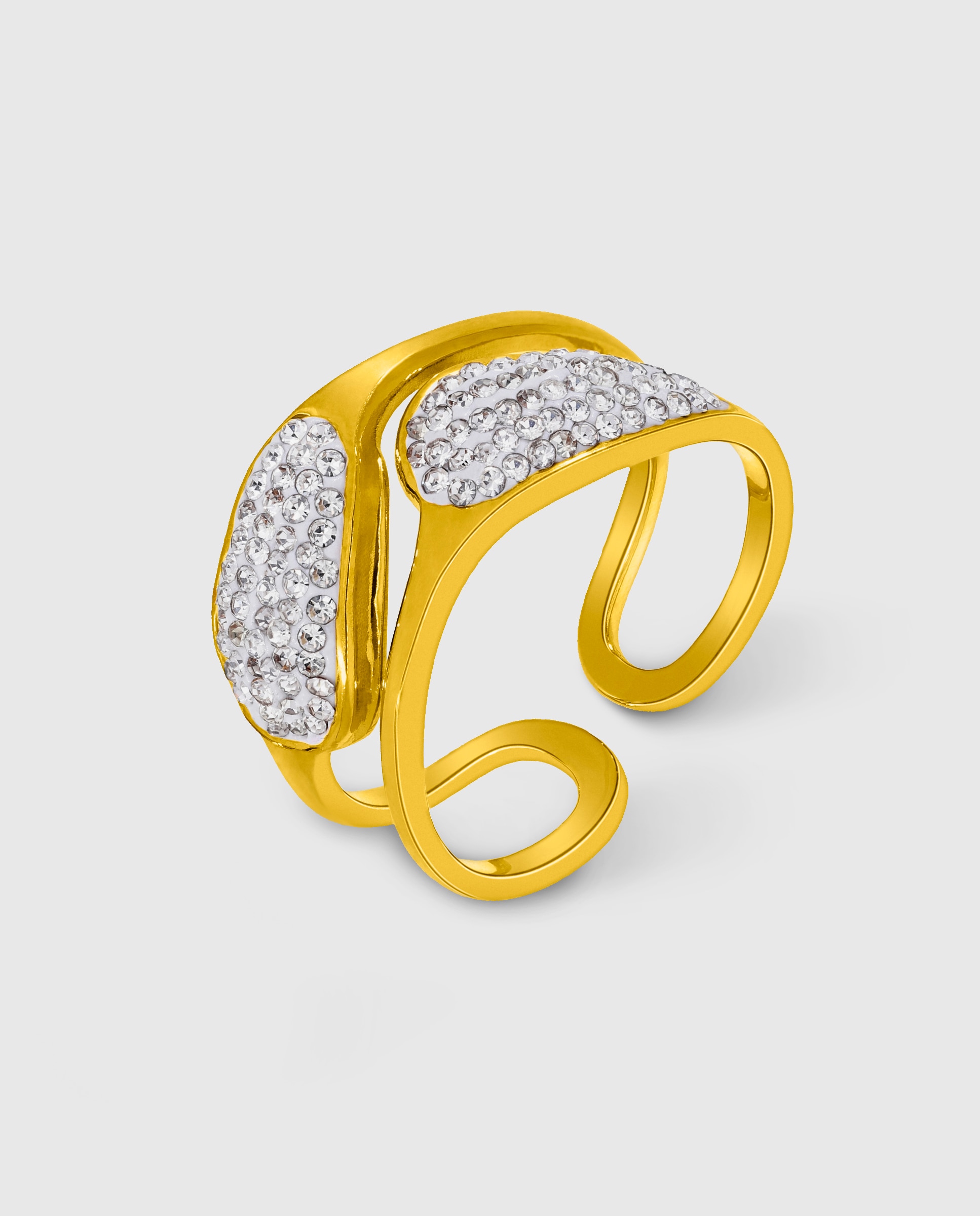 Imagen 0 de Anillo de acero dorado c03106/af14 con circonitas abierto Dorado