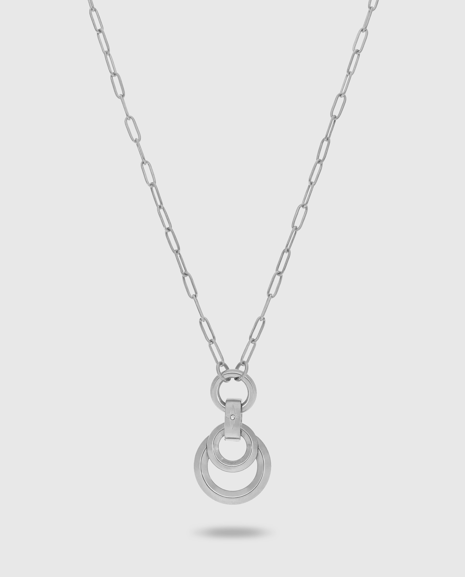 Collar de acero c03107/ak eslabones doble aro - Marea - Plateado Plateado-1