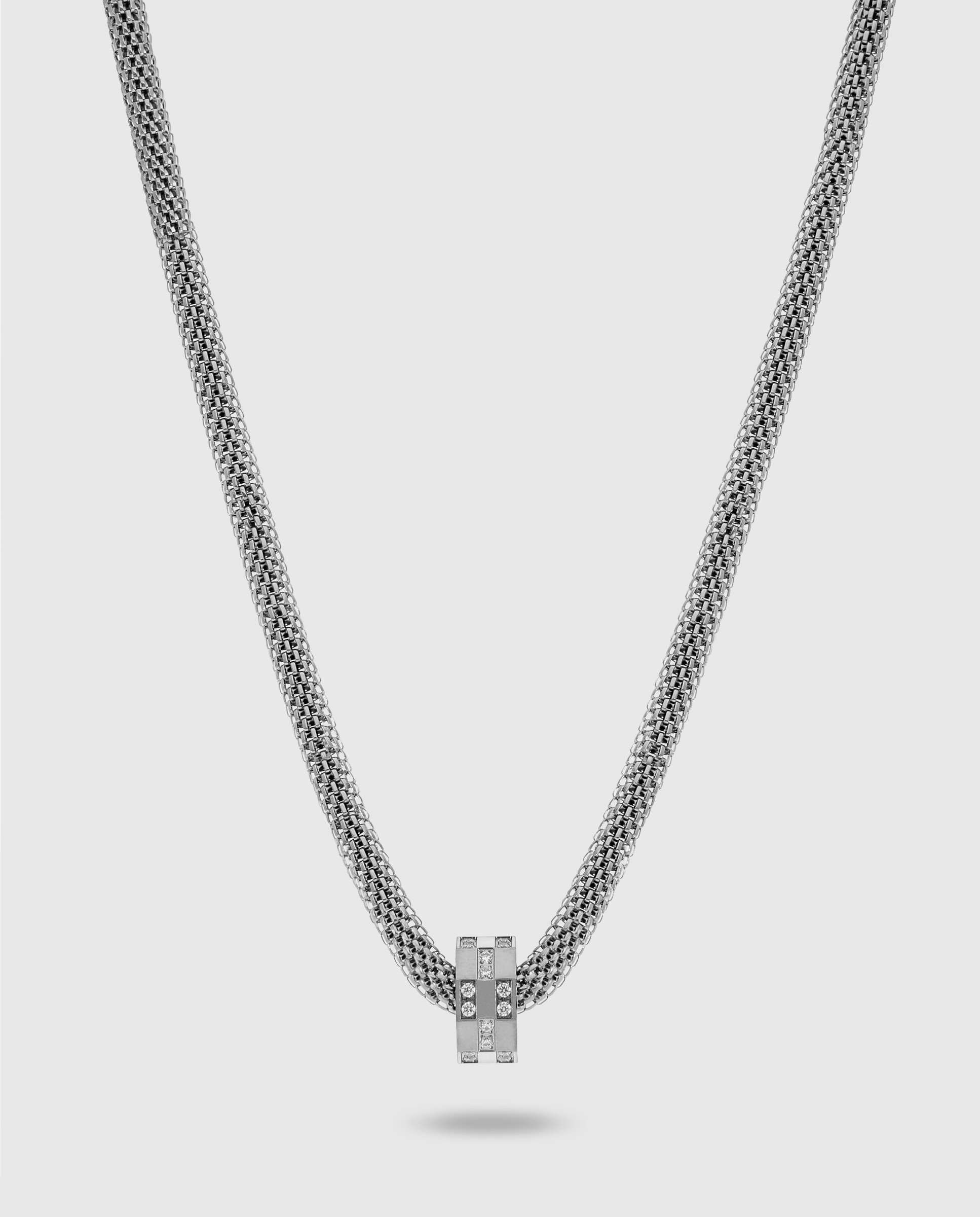 Collar de acero c03107/am tipo cordón con colgante - Marea - Plateado Plateado-1
