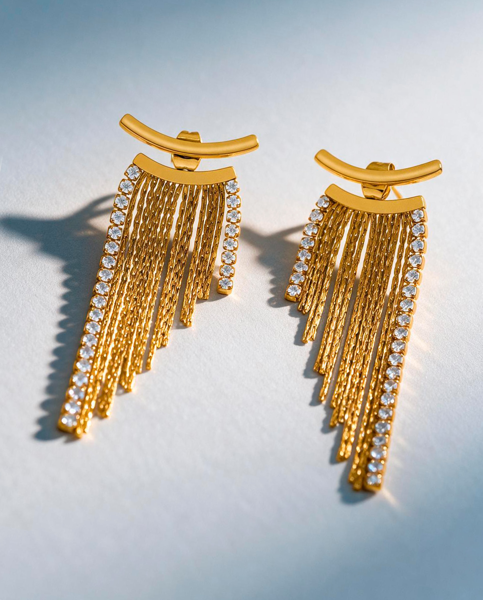 Pendientes dorados c03101/ax cadenas con circonitas riviere - Marea - Dorado Dorado-4
