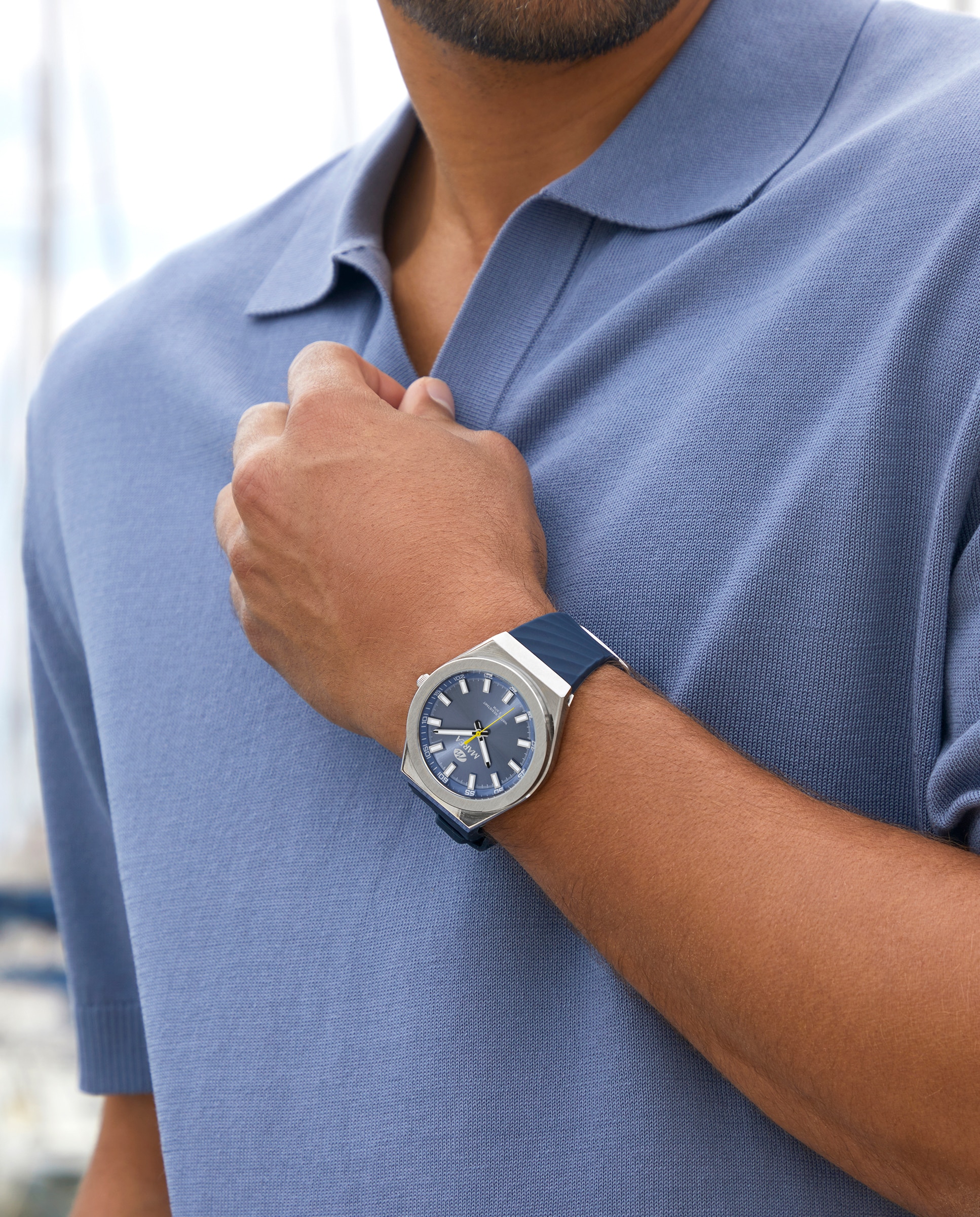 Reloj de hombre b54251/7 con correa de caucho azul marino y esfera azul celeste - Marea - Azul marino Azul marino-2