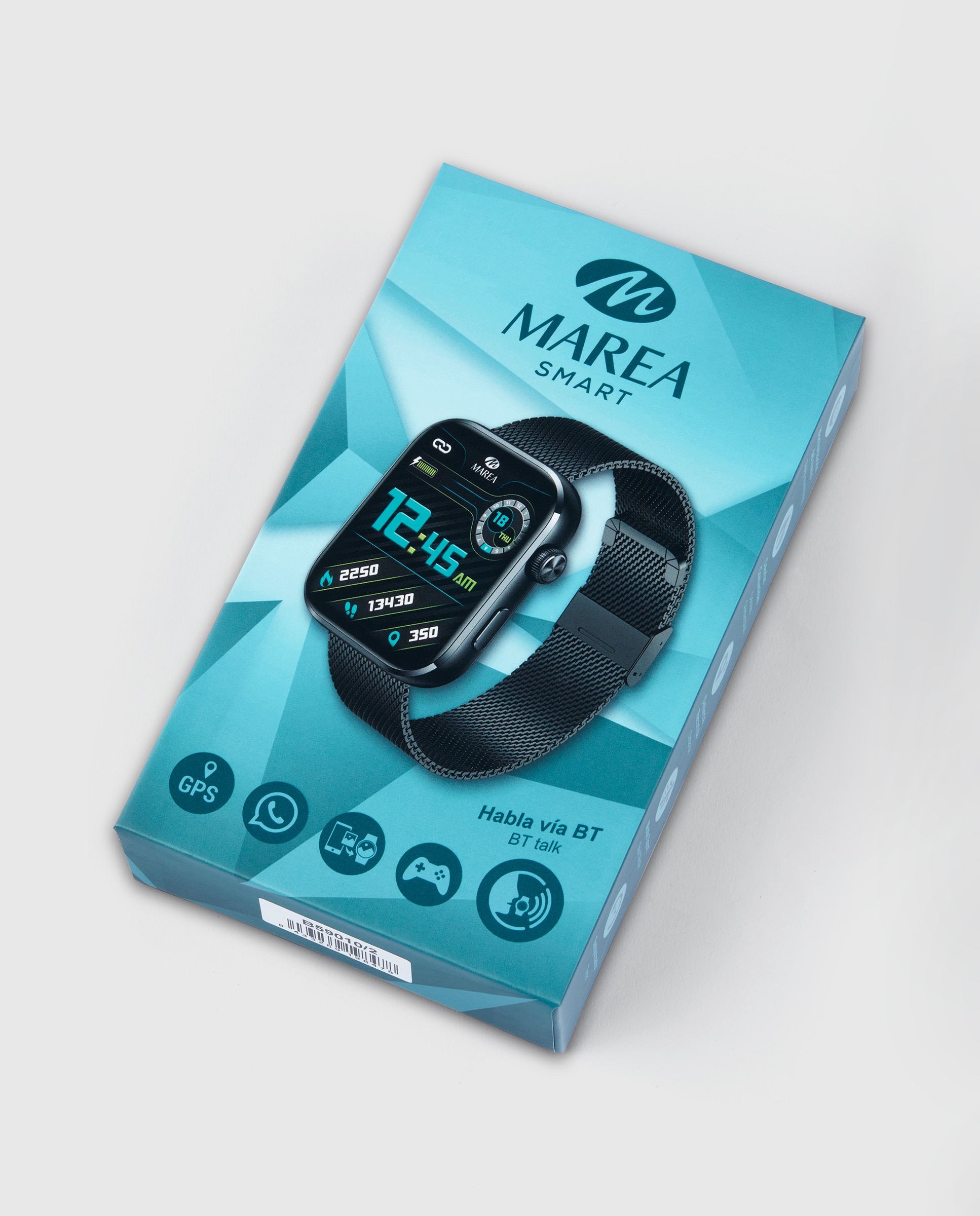 Smartwatch b59010/2 con correa de malla milanesa plateada y correa extra de silicona color - Marea - Negro Negro-4