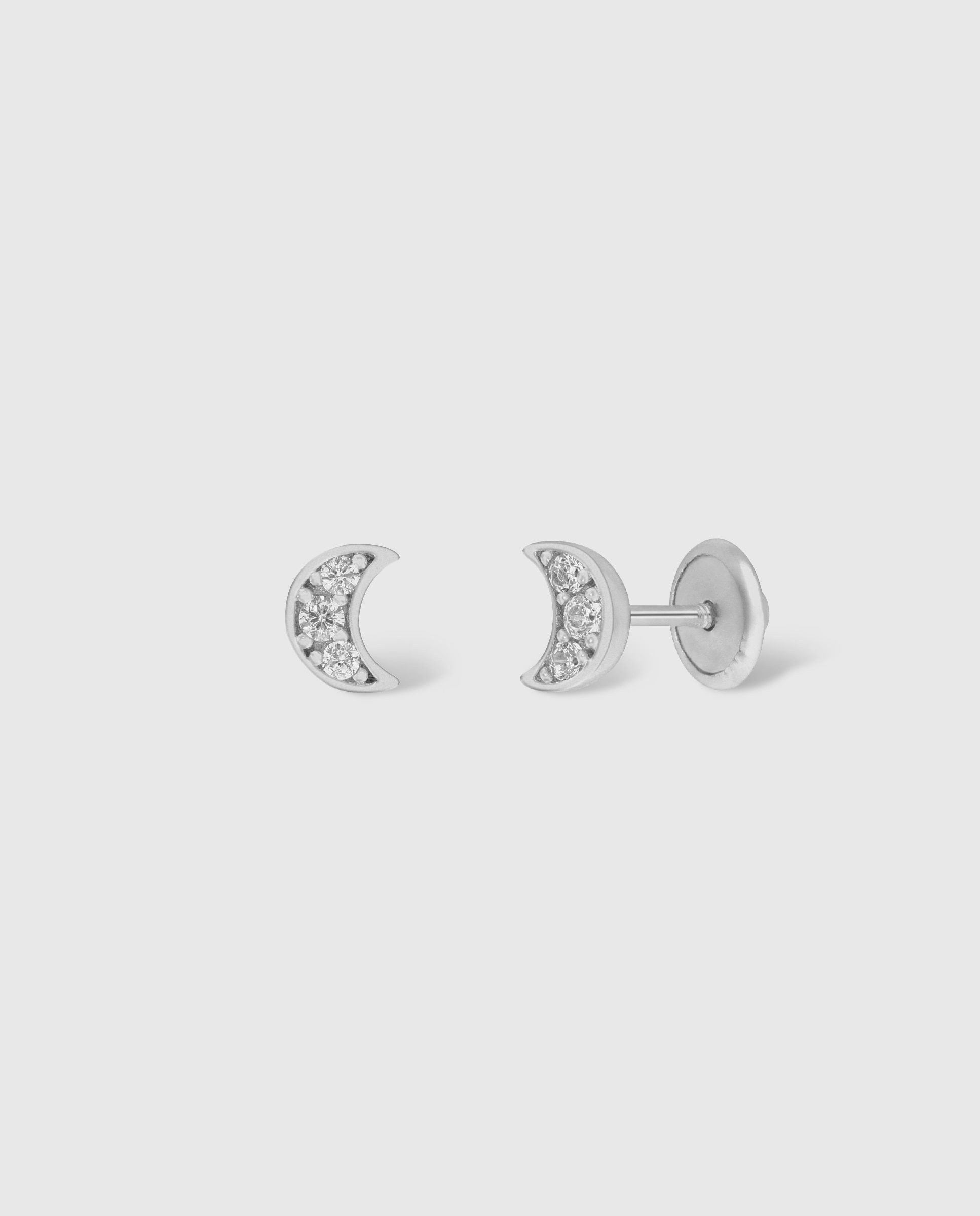 Imagen 0 de Pendientes de plata de bebé d03401/bc en forma de luna con circonitas Plateado