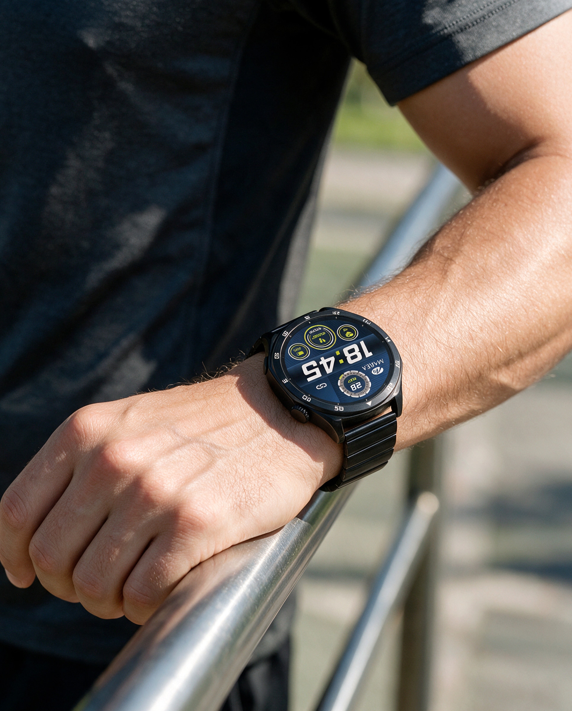 Smartwatch b58016/1 con correa de acero negra y correa de silicona negra de regalo. - Marea - Negro Negro-3
