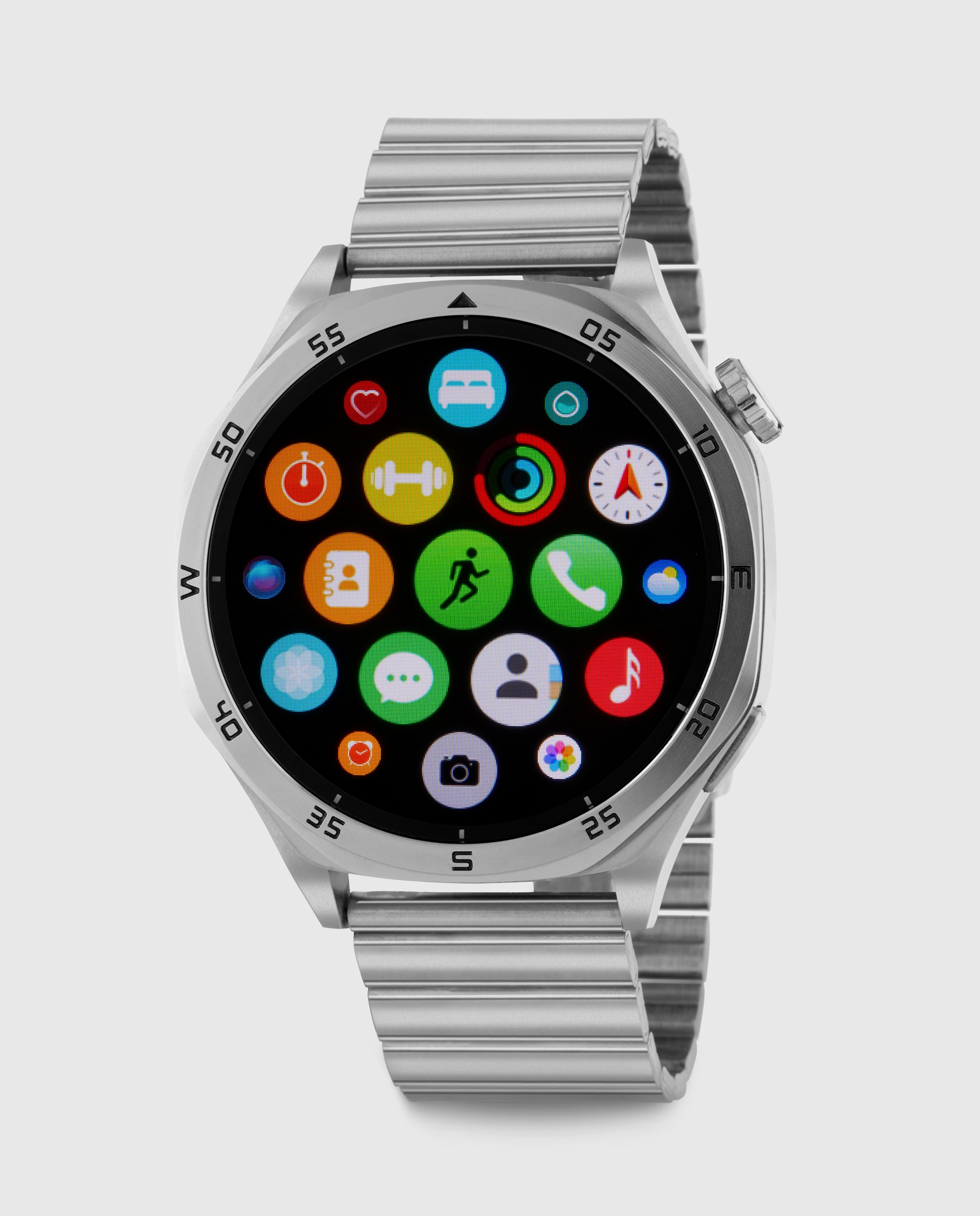 Smartwatch b58016/2 con correa de acero plateada y correa de silicona azul de regalo. - Marea - Negro Negro-1