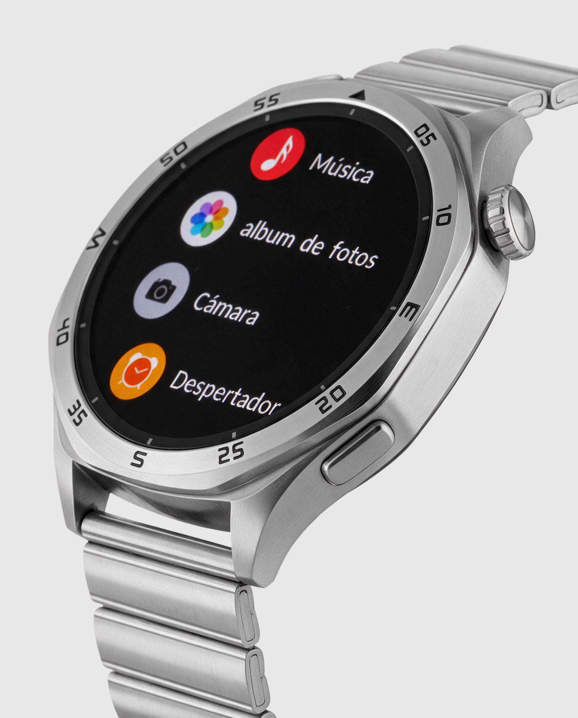 Smartwatch b58016/2 con correa de acero plateada y correa de silicona azul de regalo. - Marea - Negro Negro-5
