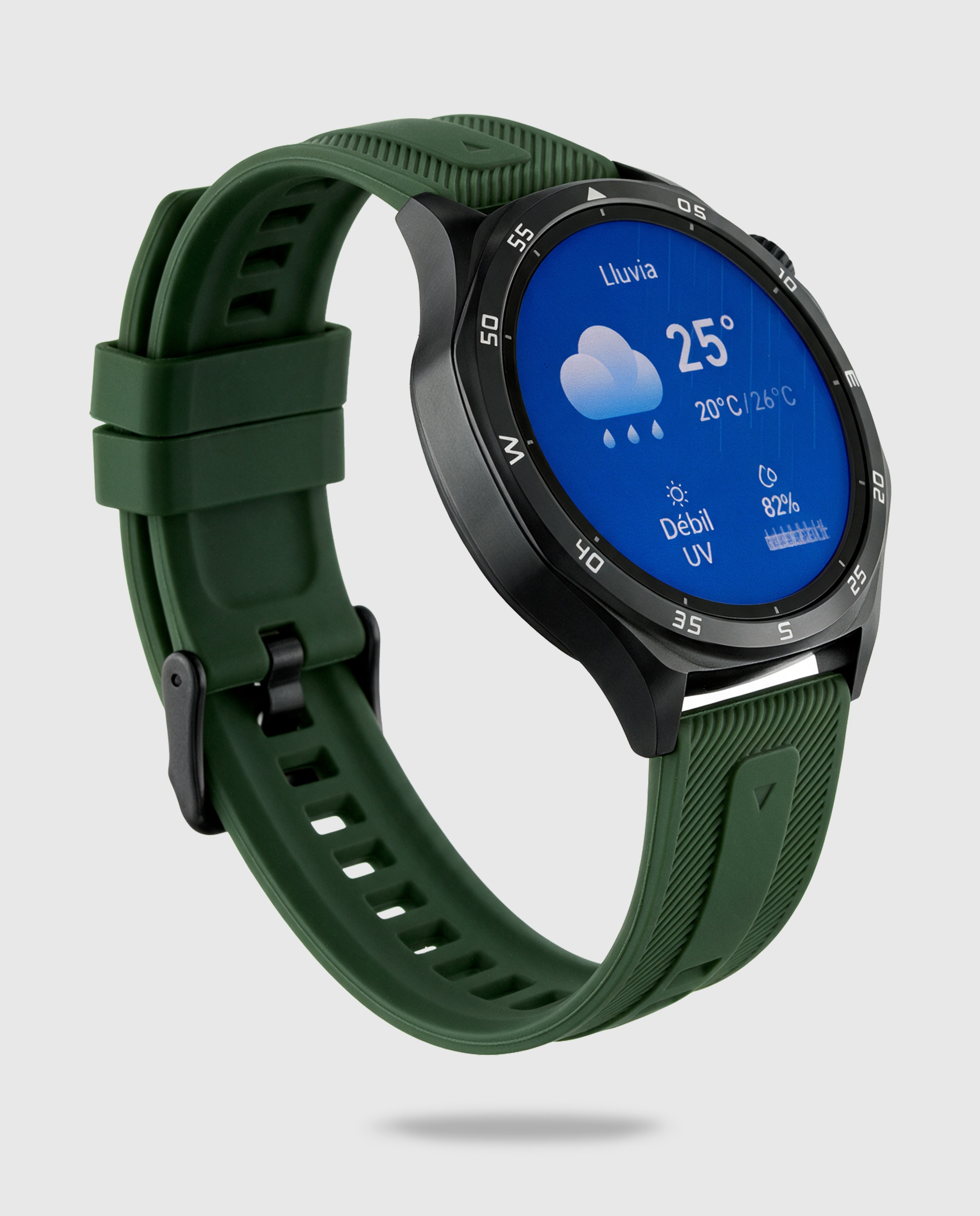 Smartwatch b58016/6 con correa de acero negra y correa de silicona verde de regalo - Marea - Verde militar Verde militar-5