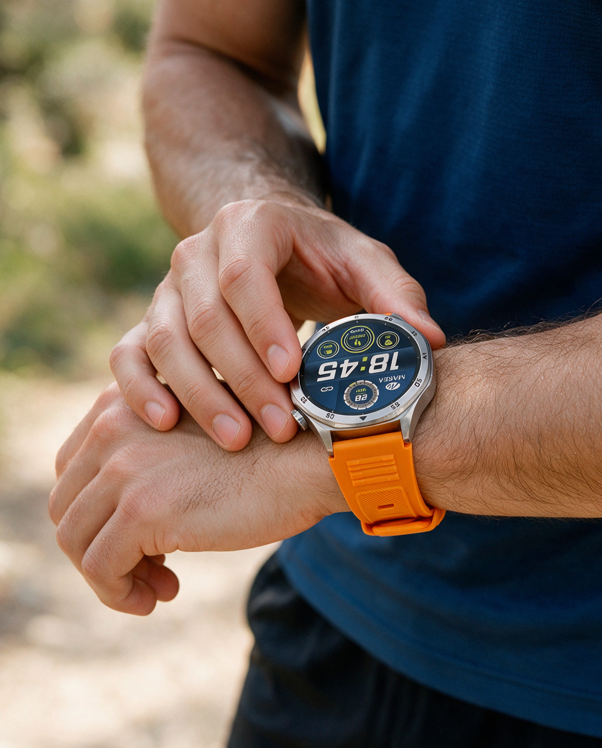 Smartwatch b58016/7 con correa de silicona naranja y correa de acero plateada de regalo - Marea - Plateado Plateado-3