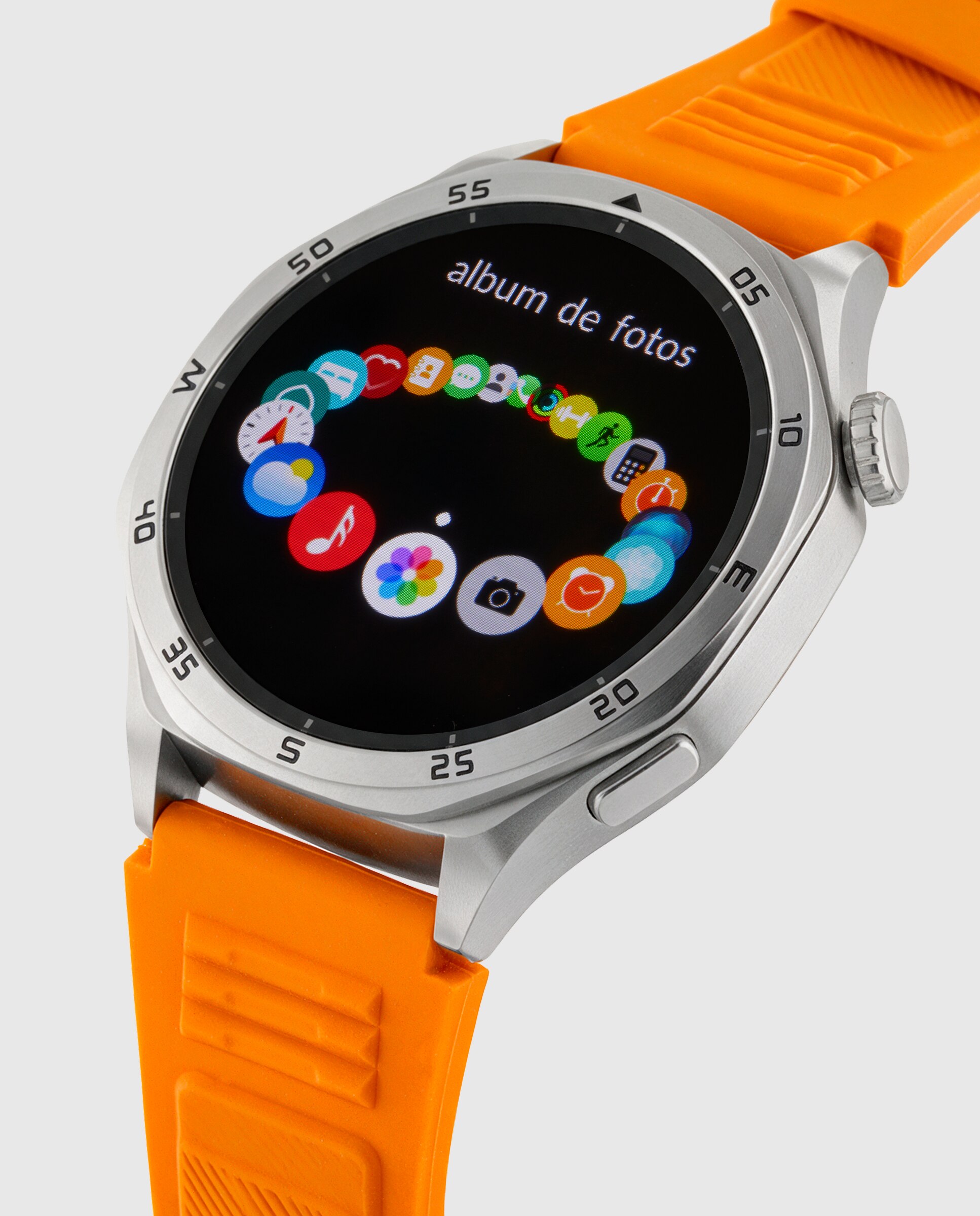 Smartwatch b58016/7 con correa de silicona naranja y correa de acero plateada de regalo - Marea - Plateado Plateado-4