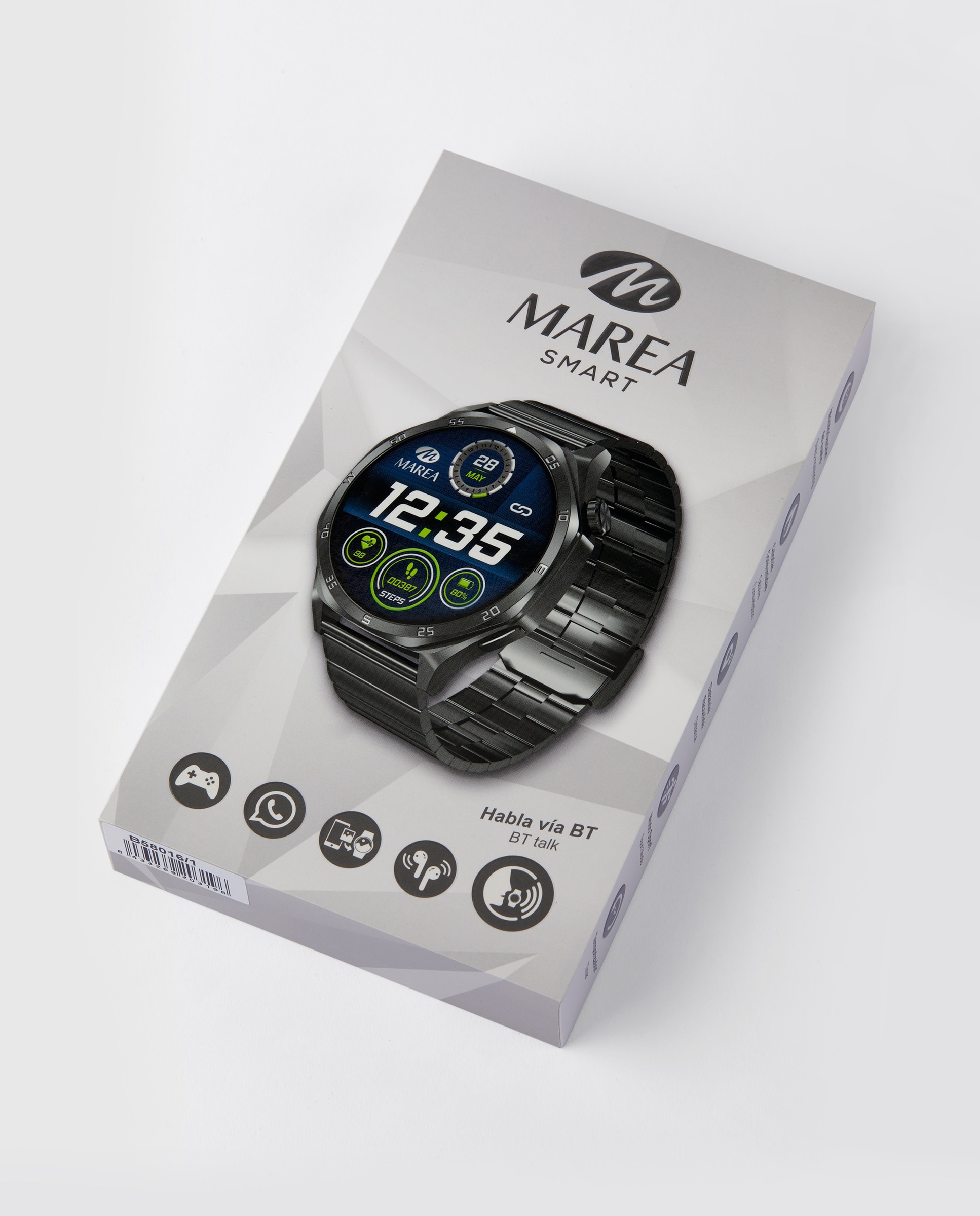 Smartwatch b58016/7 con correa de silicona naranja y correa de acero plateada de regalo - Marea - Plateado Plateado-6