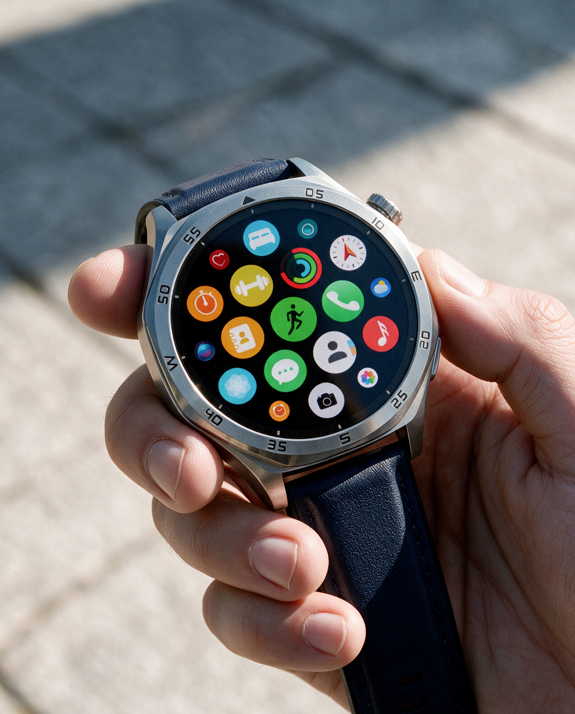 Smartwatch b58016/9 con correa de cuero azul marino y correa de acero plateada de regalo - Marea - Plateado Plateado-3