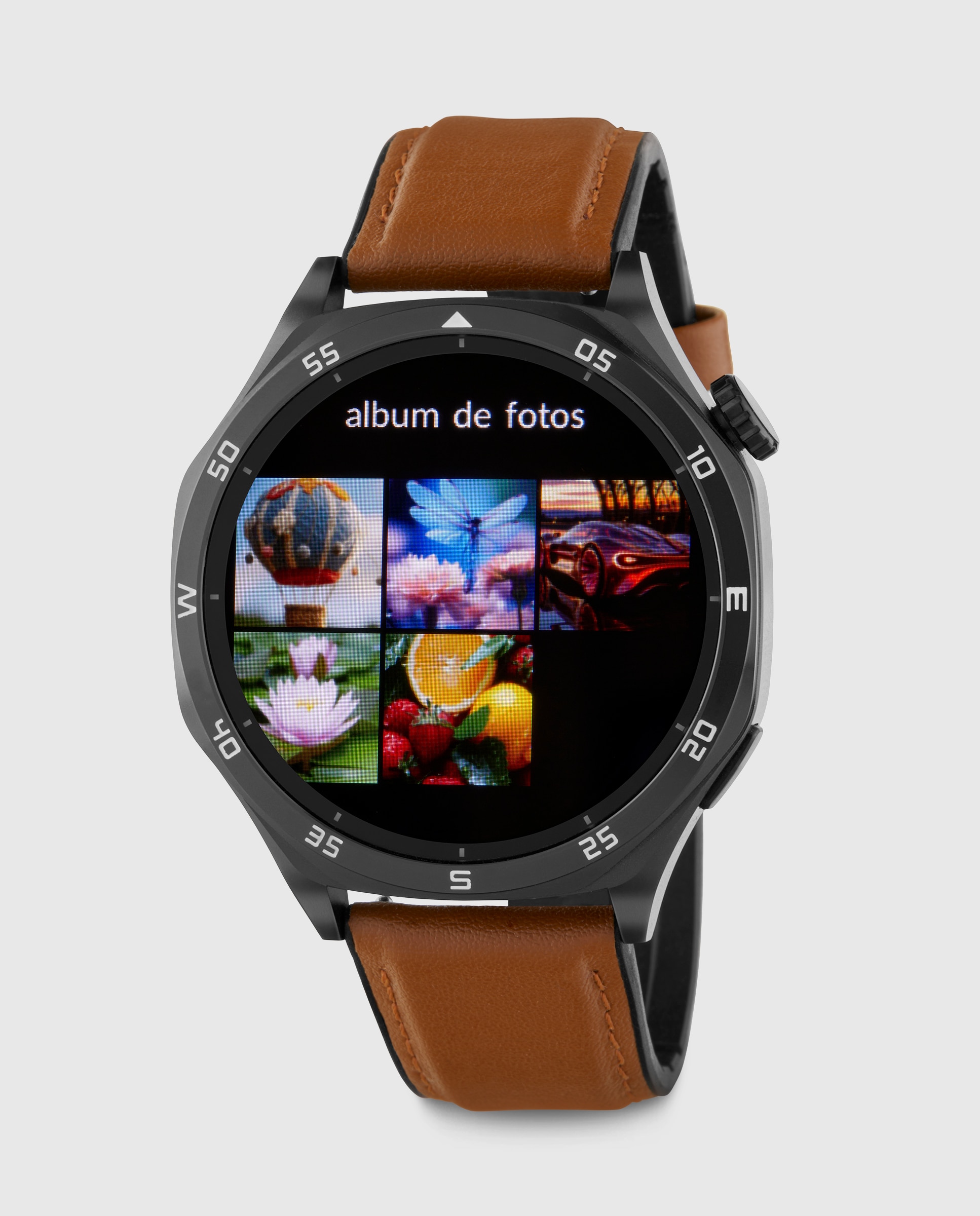 Smartwatch b58016/10 con correa de cuero marrón y correa de acero negra de regalo - Marea - Negro Negro-1