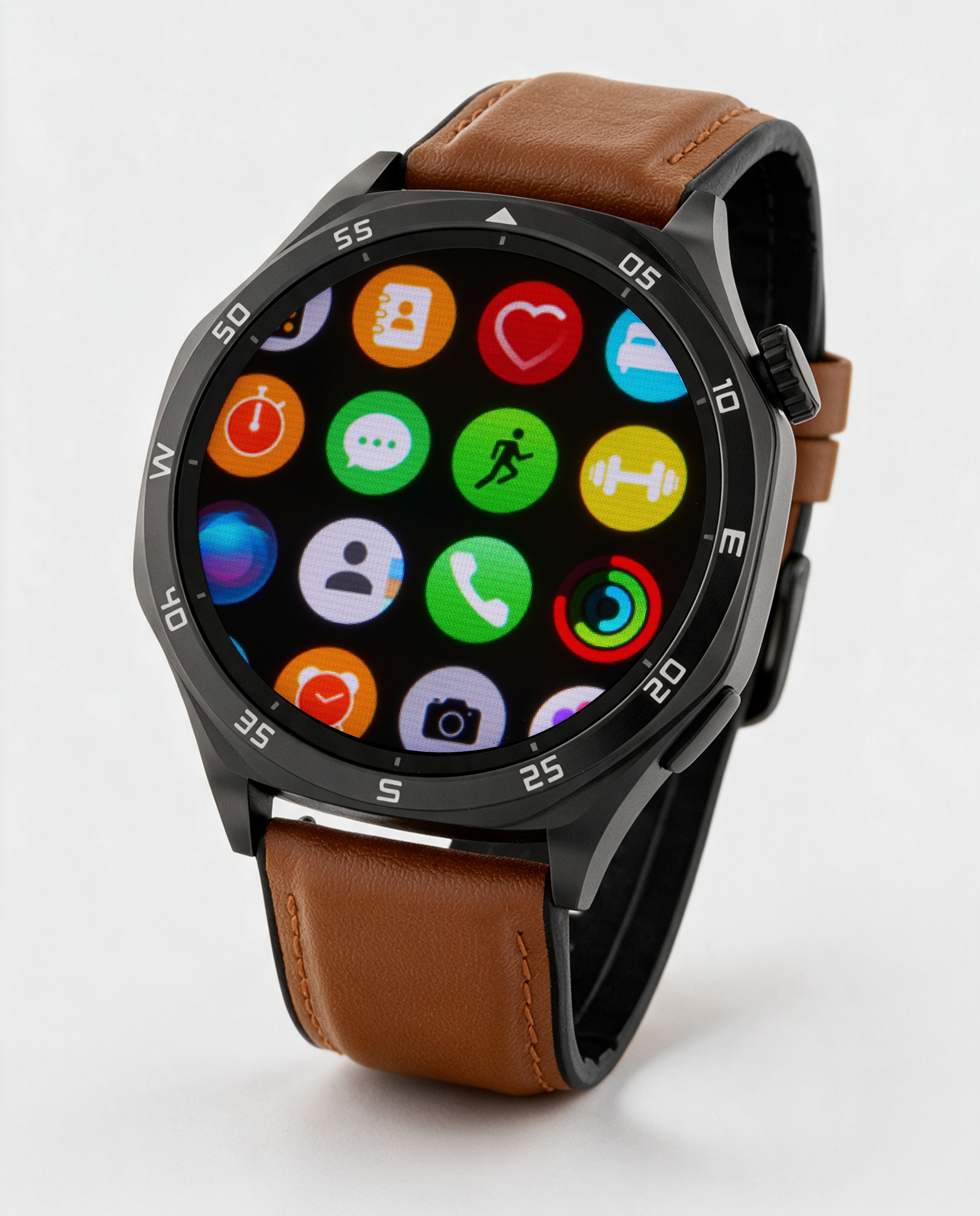 Smartwatch b58016/10 con correa de cuero marrón y correa de acero negra de regalo - Marea - Negro Negro-4