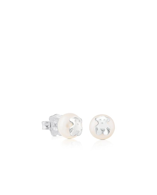 Imagen 0 de Pendientes Bear con perla y oso en plata