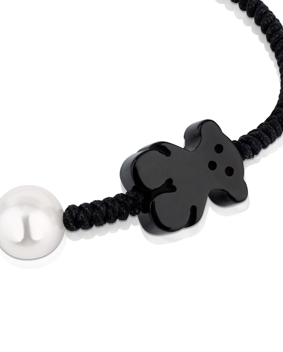 Imagen 2 de Pulsera tibet de cordón en color negro con ónix y perla - Tous - Blanco Blanco