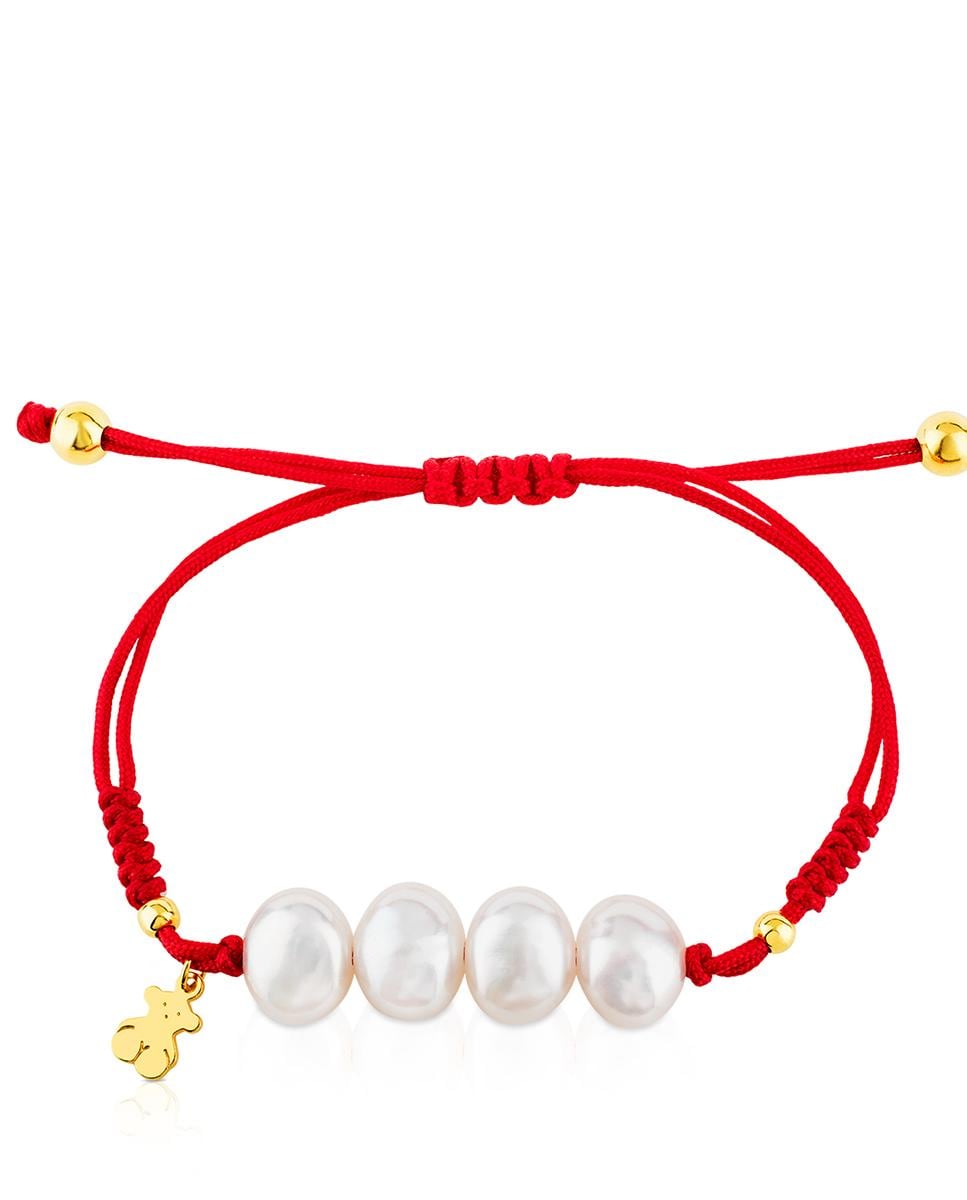 Pulsera Nudos bañada en oro de 18 kt sobre plata con perlas · Tous
