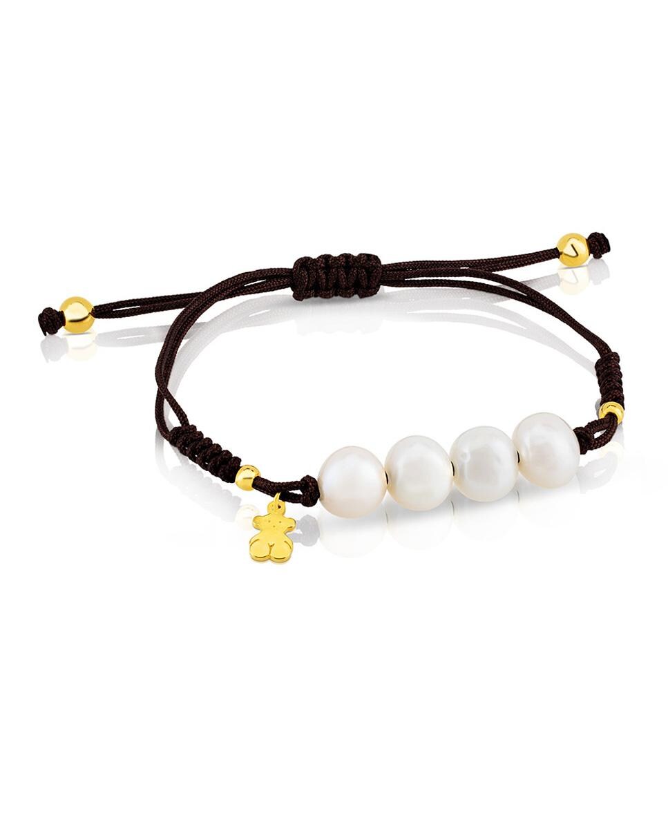 Pulsera Nudos bañada en oro de 18 kt sobre plata con perlas · Tous