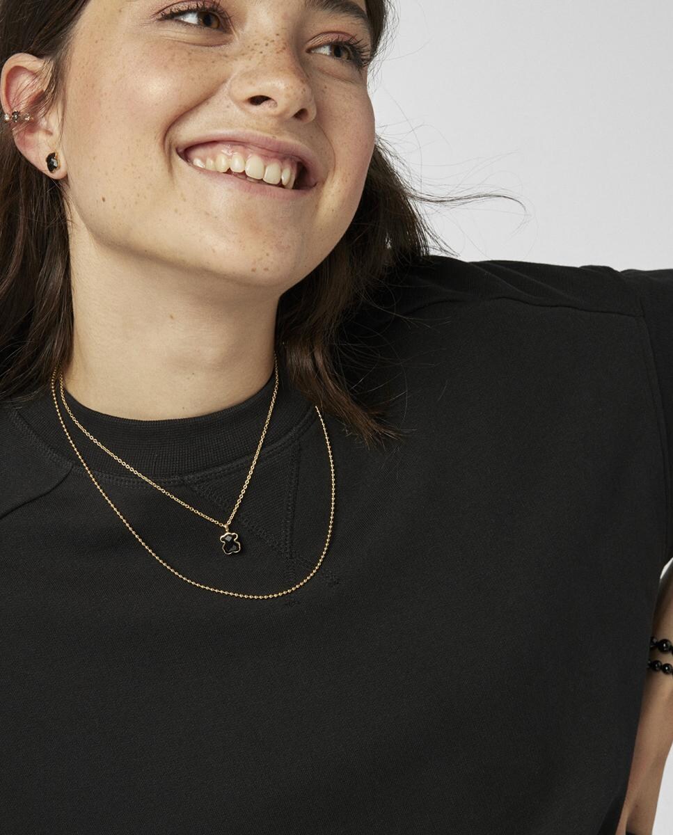 Collar Color bañado en oro de 18 kt sobre plata con ónix Negro-4