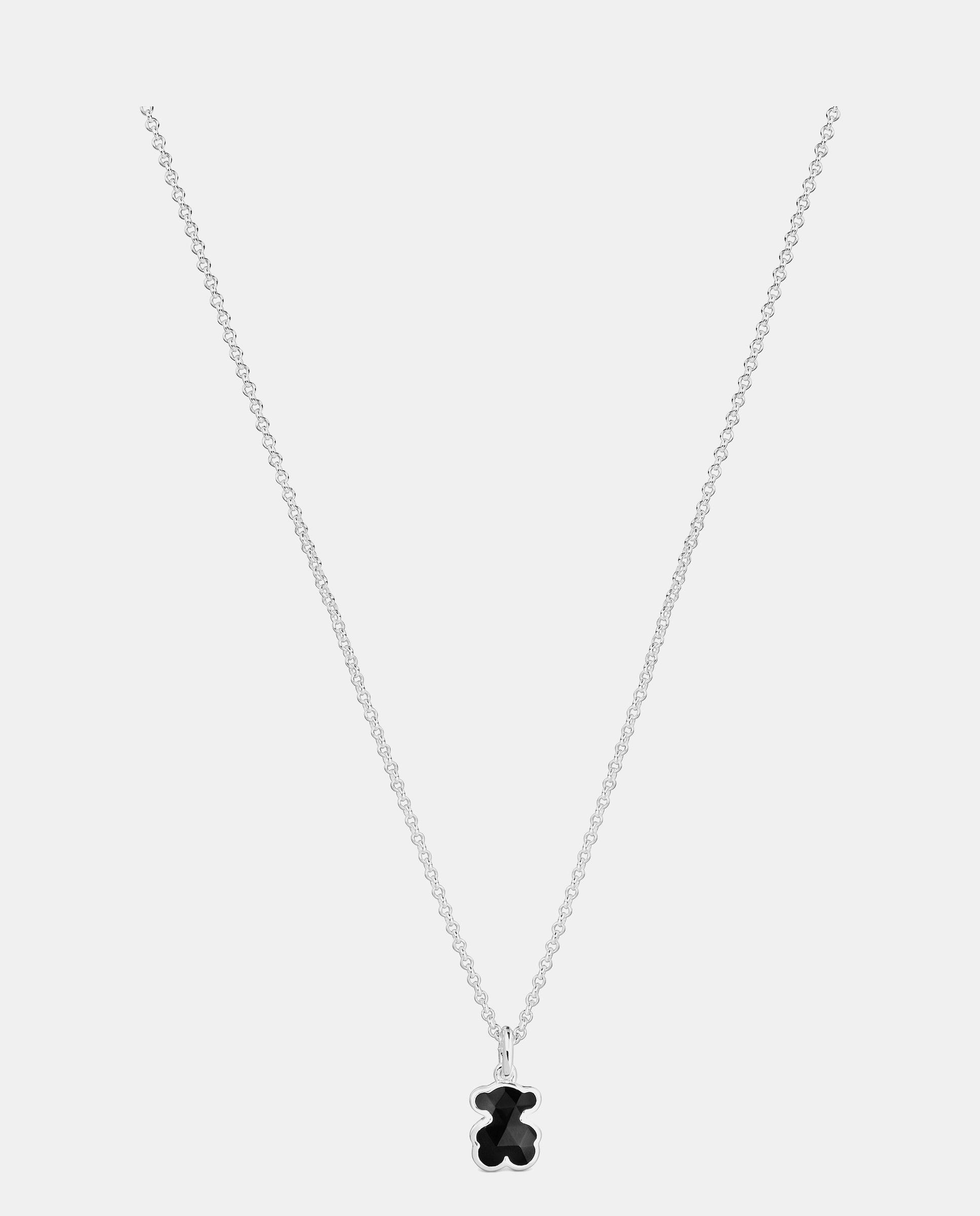 Collar color en plata y ónix - Negro Negro-3