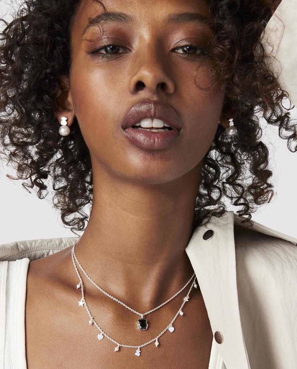 Collar color en plata y ónix - Negro Negro-4