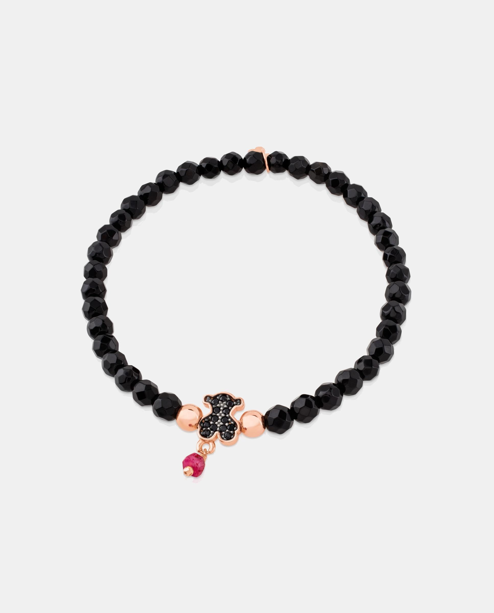 Imagen 1 de Pulsera motif bañada en oro de 18 kt sobre plata rosa con espinelas y ónix facetado - Tous - Multicolor Multicolor