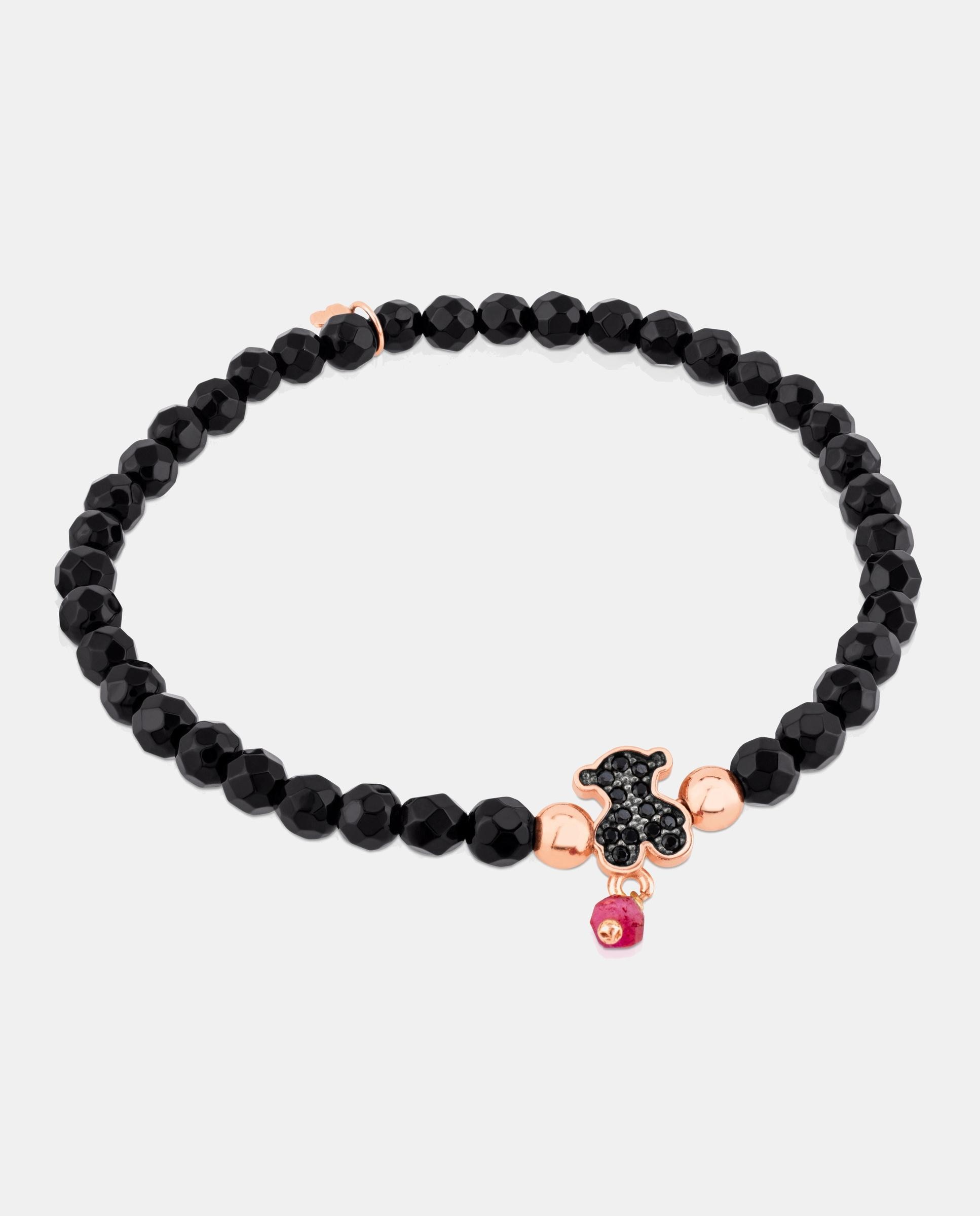Imagen 2 de Pulsera motif bañada en oro de 18 kt sobre plata rosa con espinelas y ónix facetado - Tous - Multicolor Multicolor