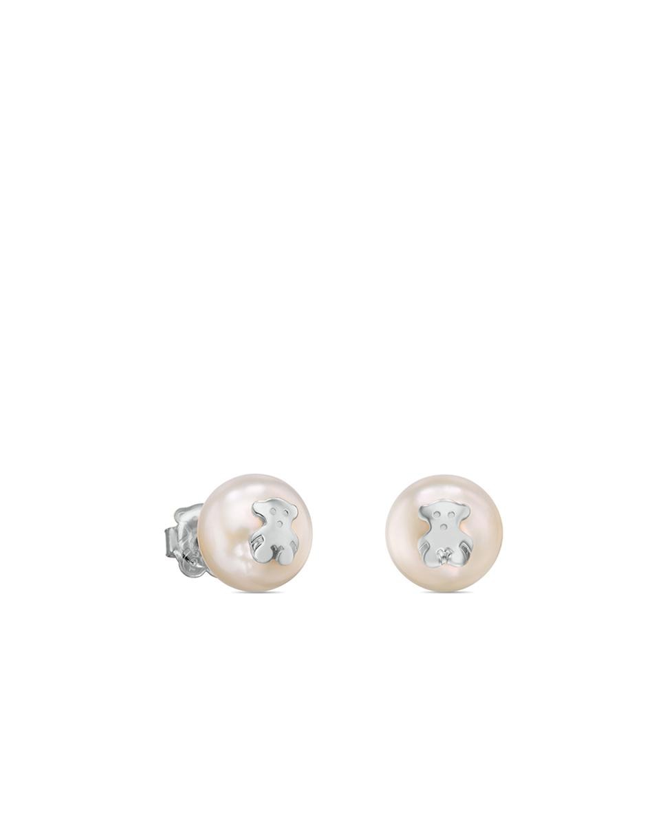 Pendientes fashion de tous perla blanca