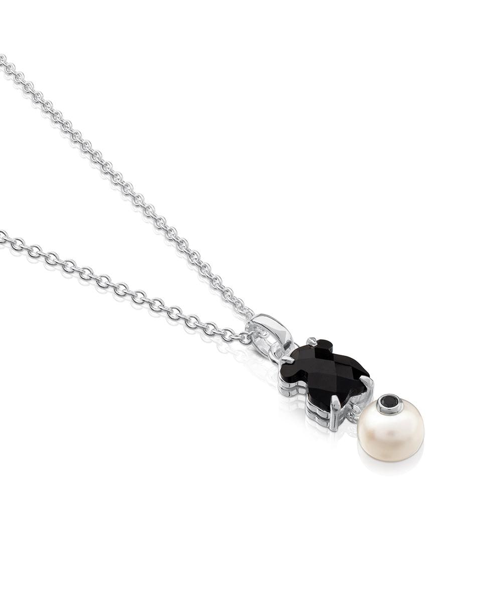 Collar Erma de plata con ónix y perla con espinela Negro-3