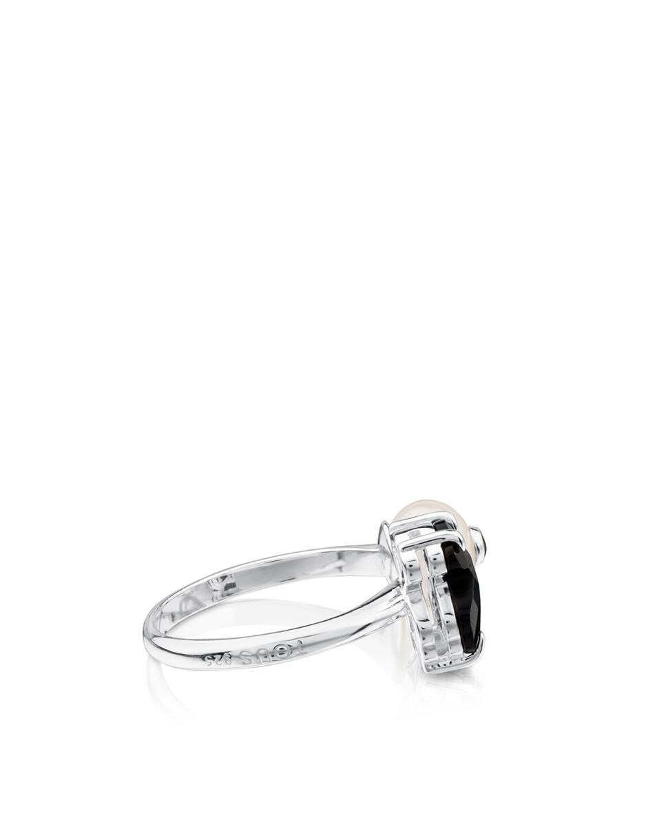 Anillo Erma con oso de ónix y perla con espinela Multicolor-2