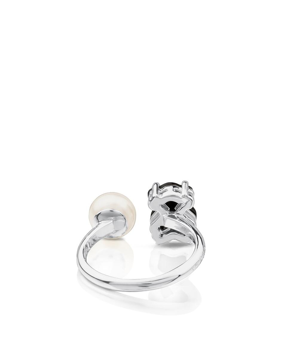 Anillo Erma con oso de ónix y perla con espinela Multicolor-3