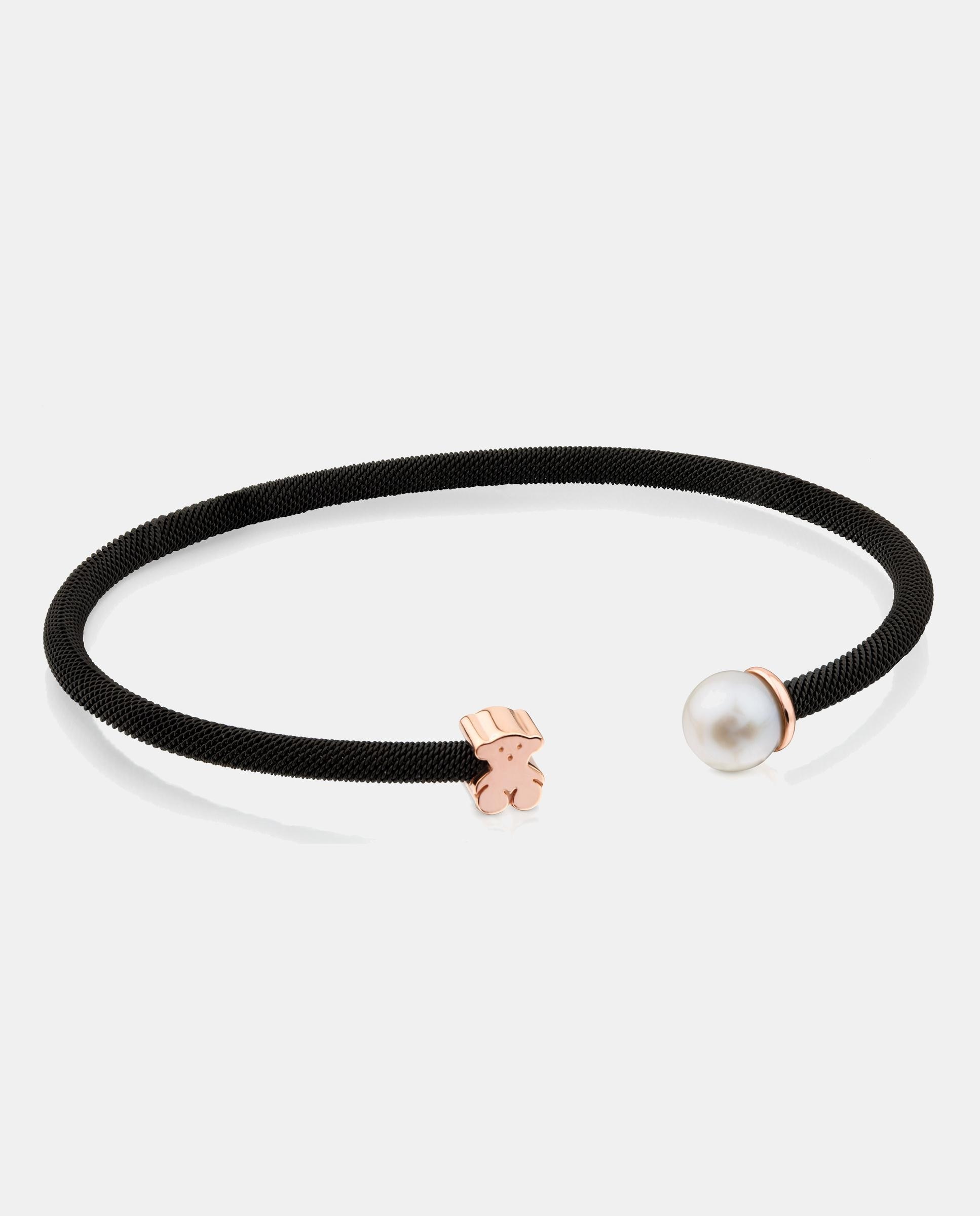 Pulsera icon mesh de acero ip negro bañada en oro 18 kt sobre plata rosa - Tous - Blanco Blanco-1