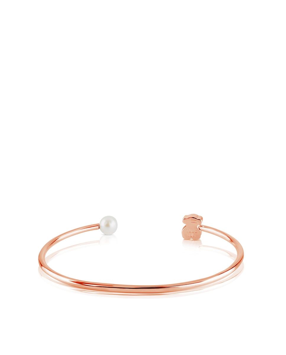 Imagen 2 de Pulsera rígida super micro bañada en oro de 18 kt sobre plata rosa con perla - Tous - Blanco Blanco