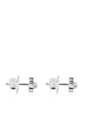 Tous Orecchini Super Power A Orso In Argento Con Perla – 0,6 Cm