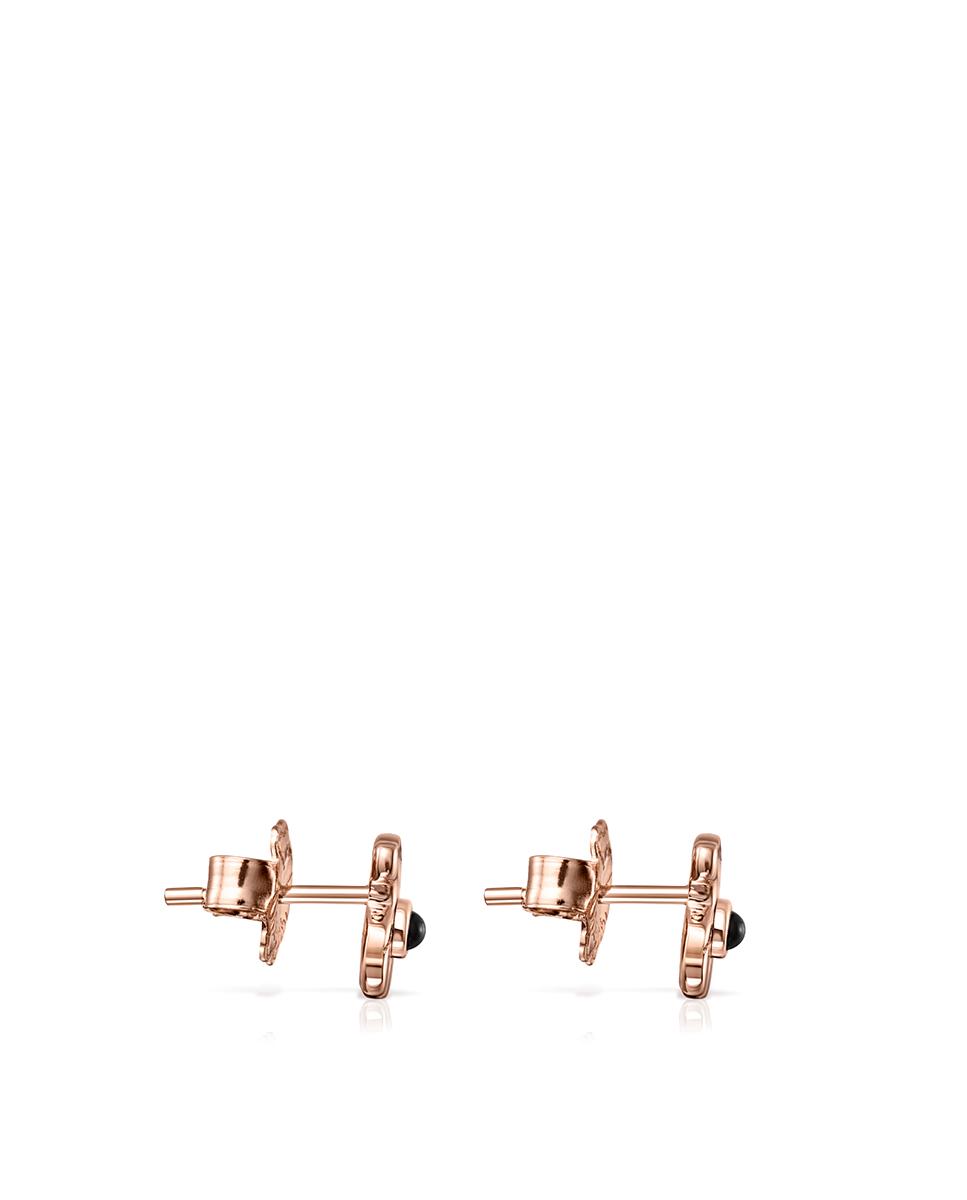 TOUS Orecchini Sisy In Vermeil 18kt Con Onice - Gioielli Eleganti Per Ragazze E Donne, Colore Rosa