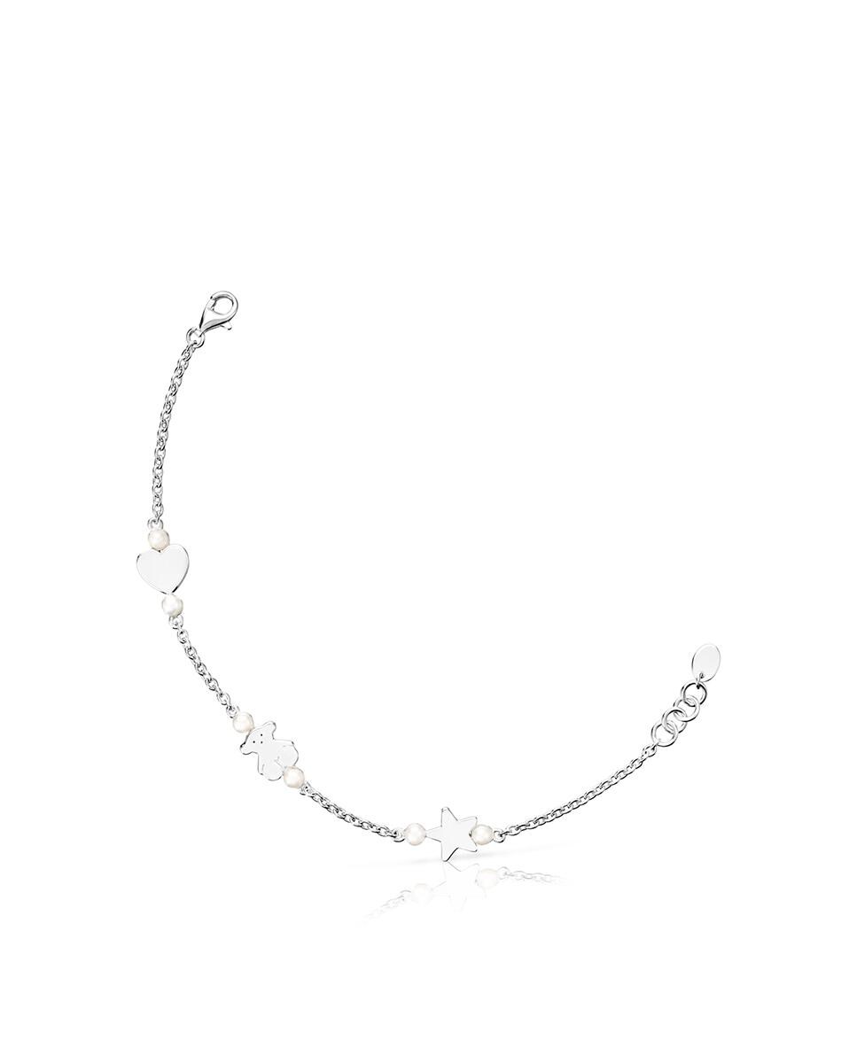 Pulsera Real Sisy de plata con tres motivos y perlas · Tous · El