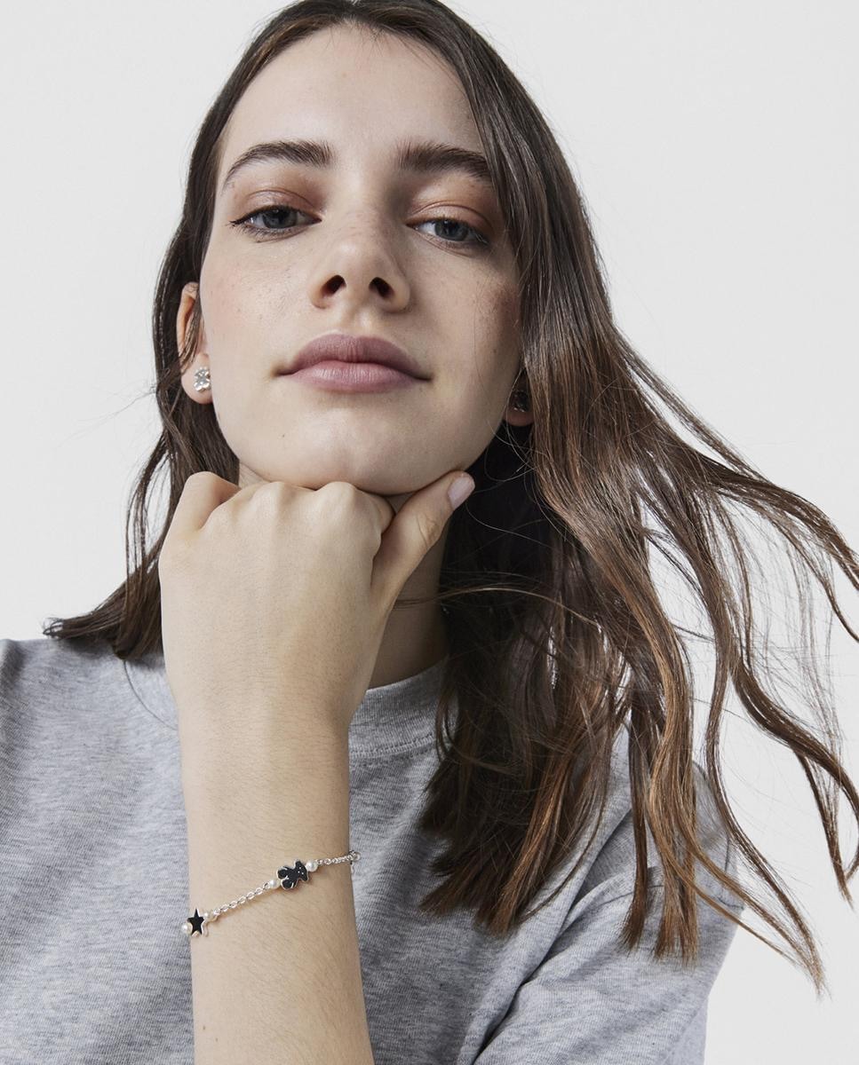 Pulsera Real Sisy de plata con tres motivos y perlas Plata-4