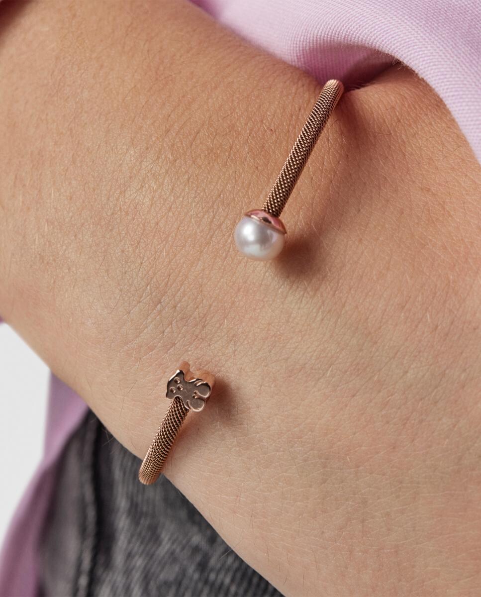 Esclava Icon Mesh de acero IP rosa bañada en oro 18 kt sobre plata