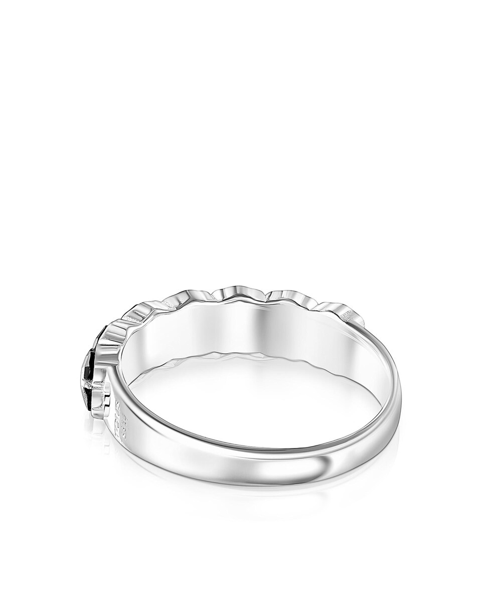 Anillo Mini Onix de plata con osos de ónix Negro-3
