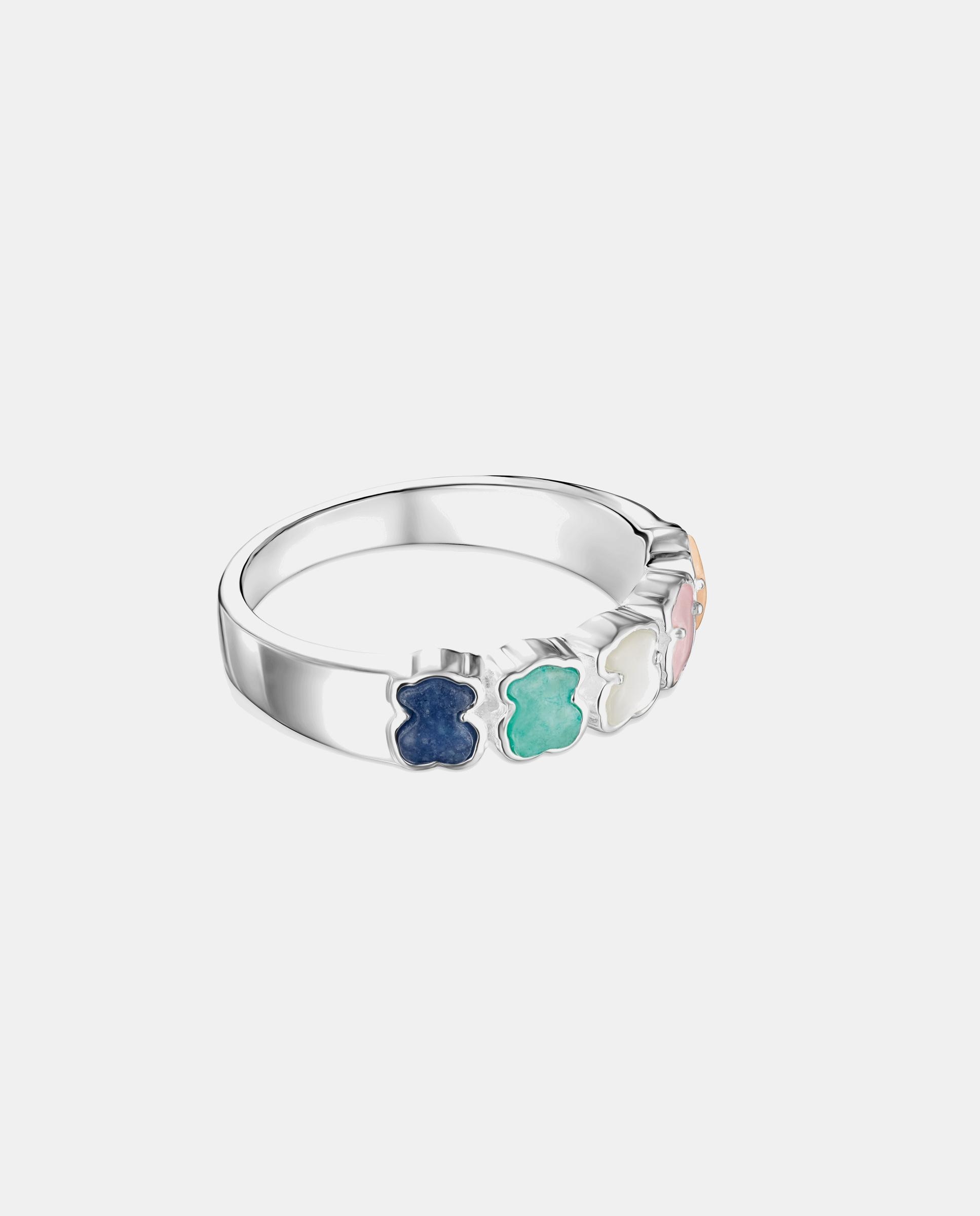 Anillo mini color de plata con gemas - Tous - Multicolor Multicolor-2