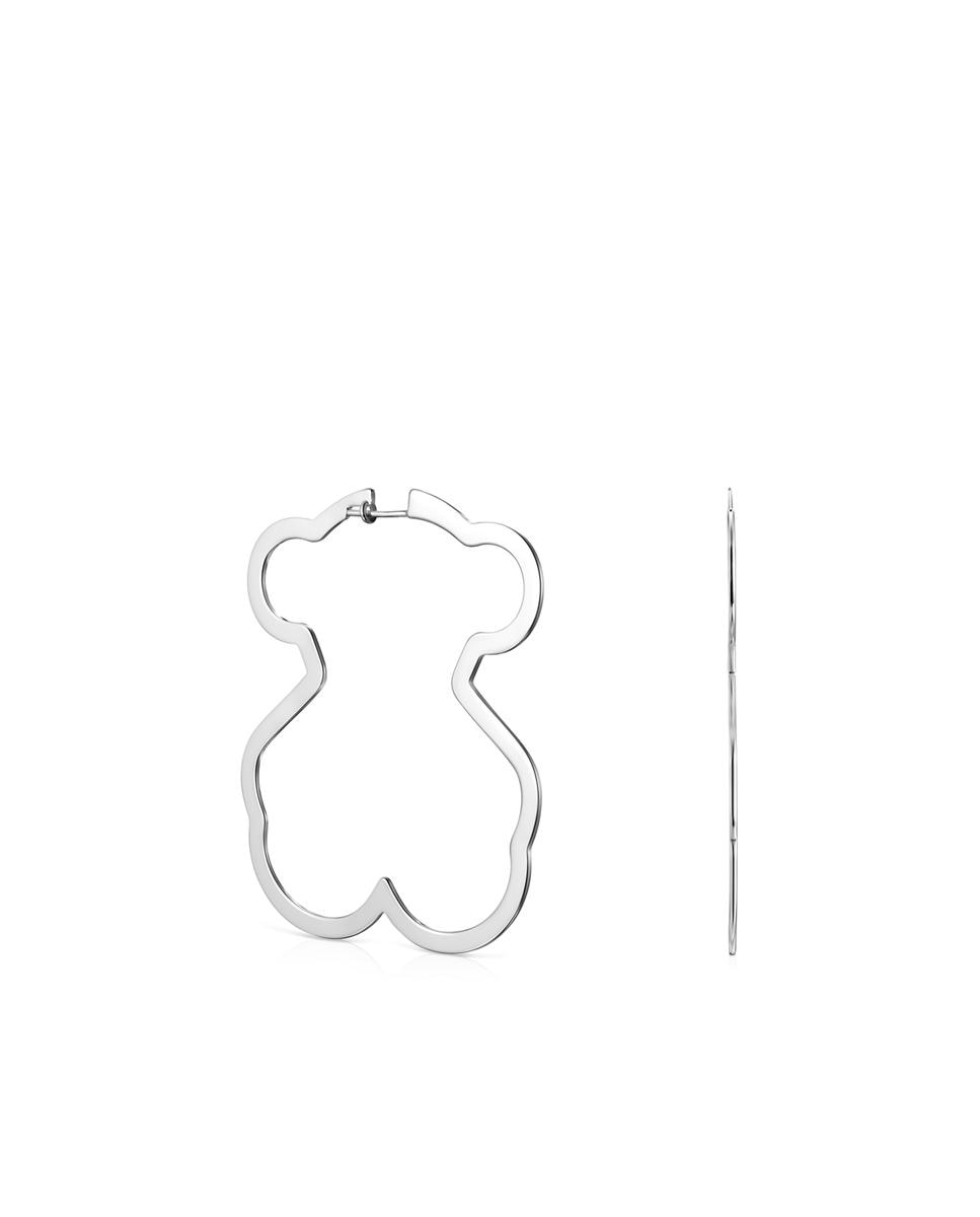 Tous - Pendientes de aro Silueta de oso en plata.